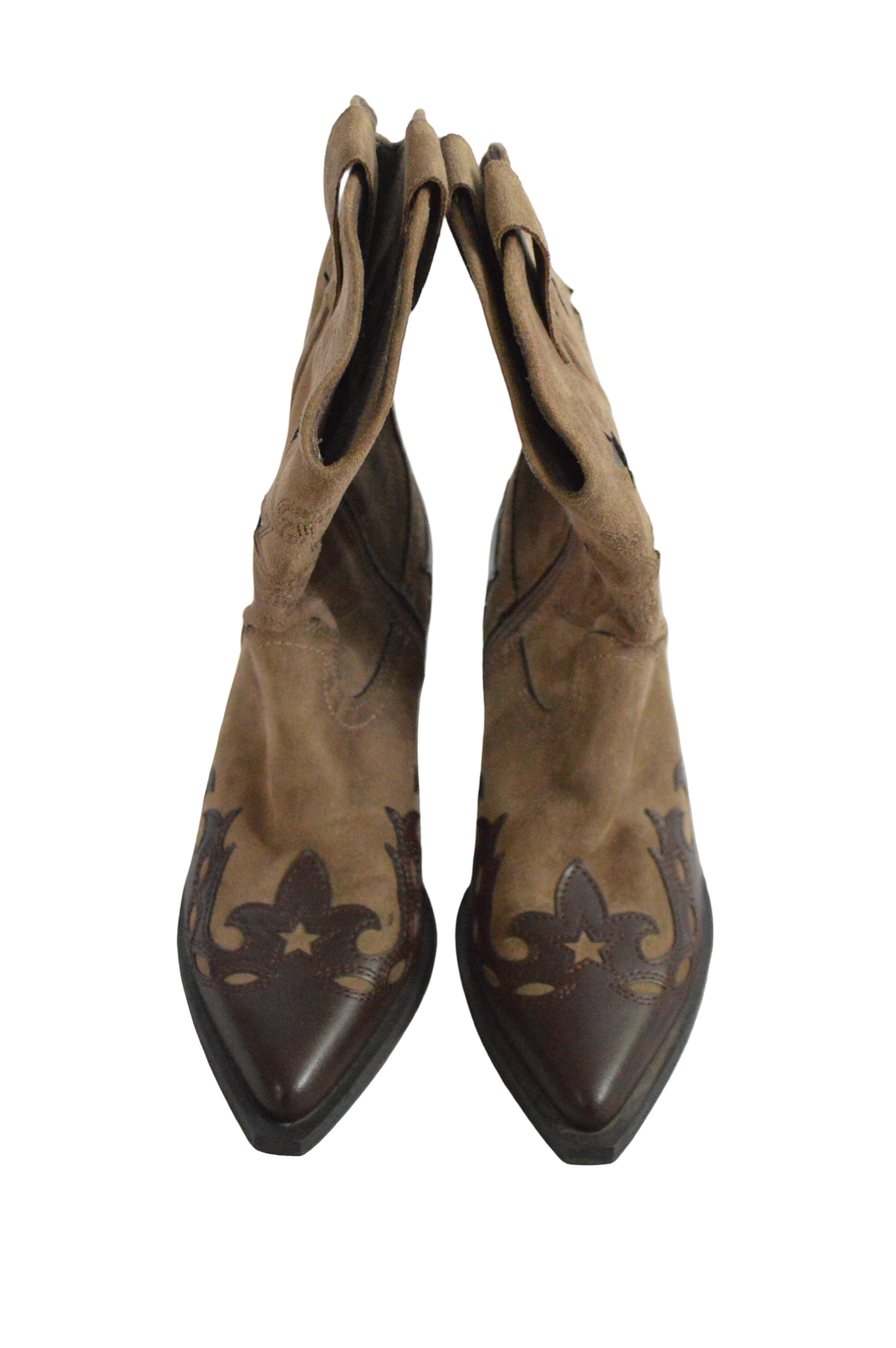 Botas Cafe Caña Corta Estilo Texana Talla 38