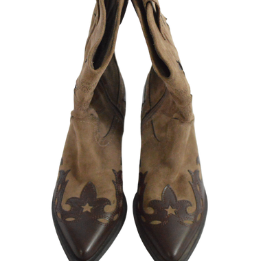 Botas Cafe Caña Corta Estilo Texana Talla 38