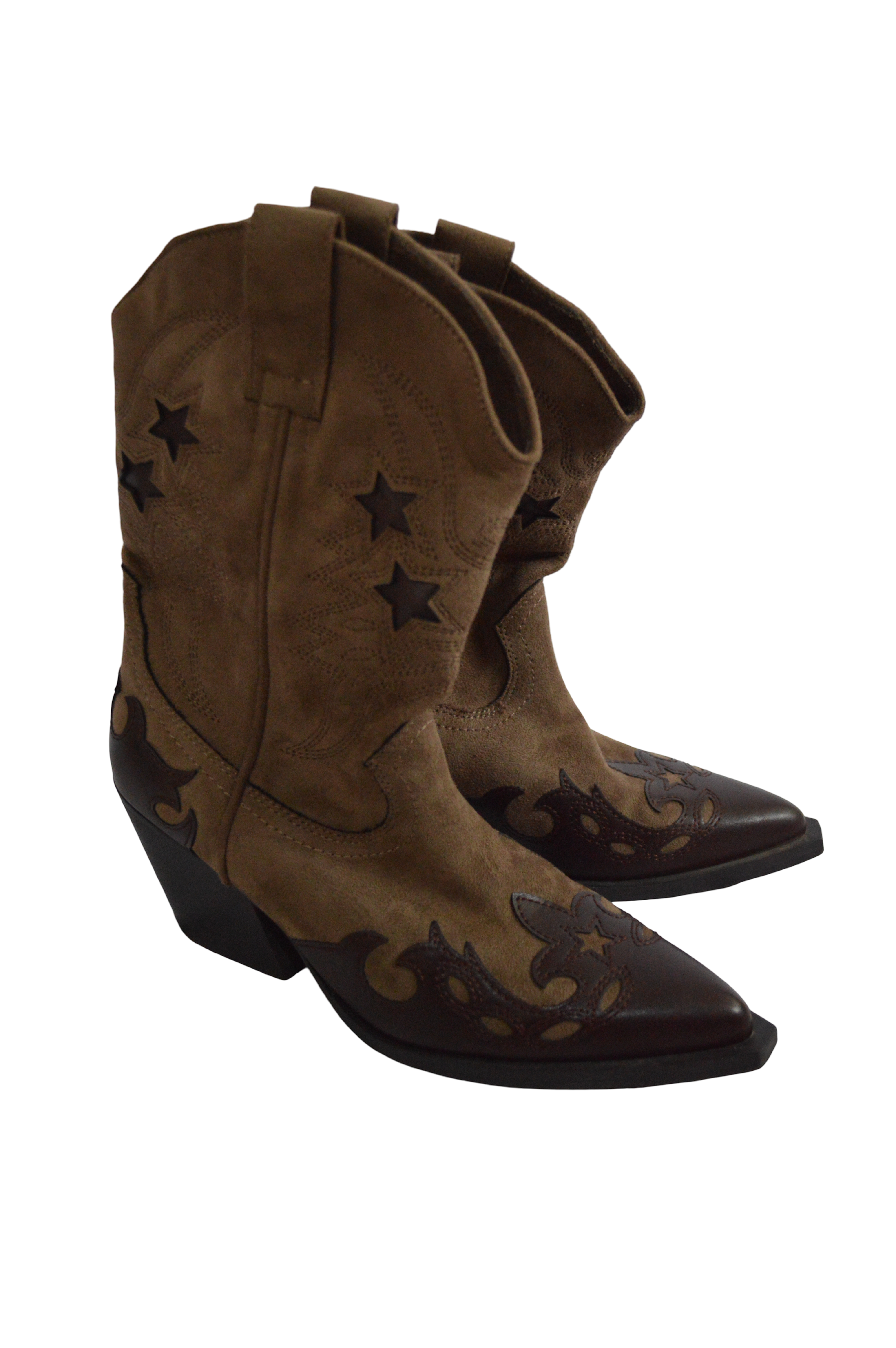 Botas Cafe Caña Corta Estilo Texana Talla 38