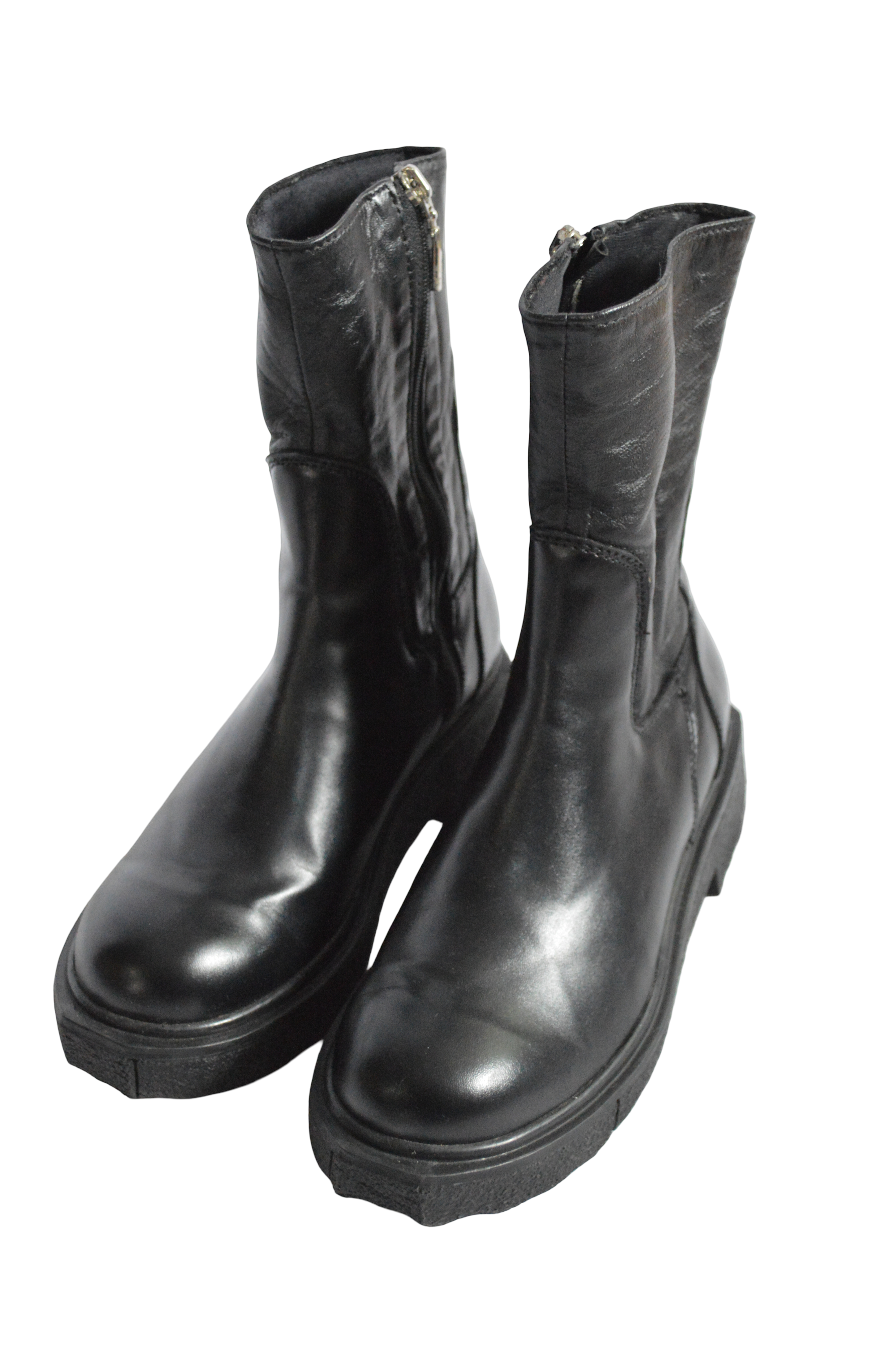 Botas Negras Caña Corta Con Cremallera Lateral Talla 38
