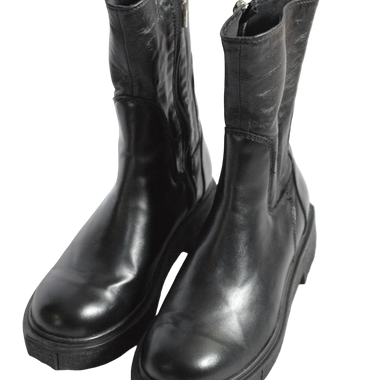Botas Negras Caña Corta Con Cremallera Lateral Talla 38