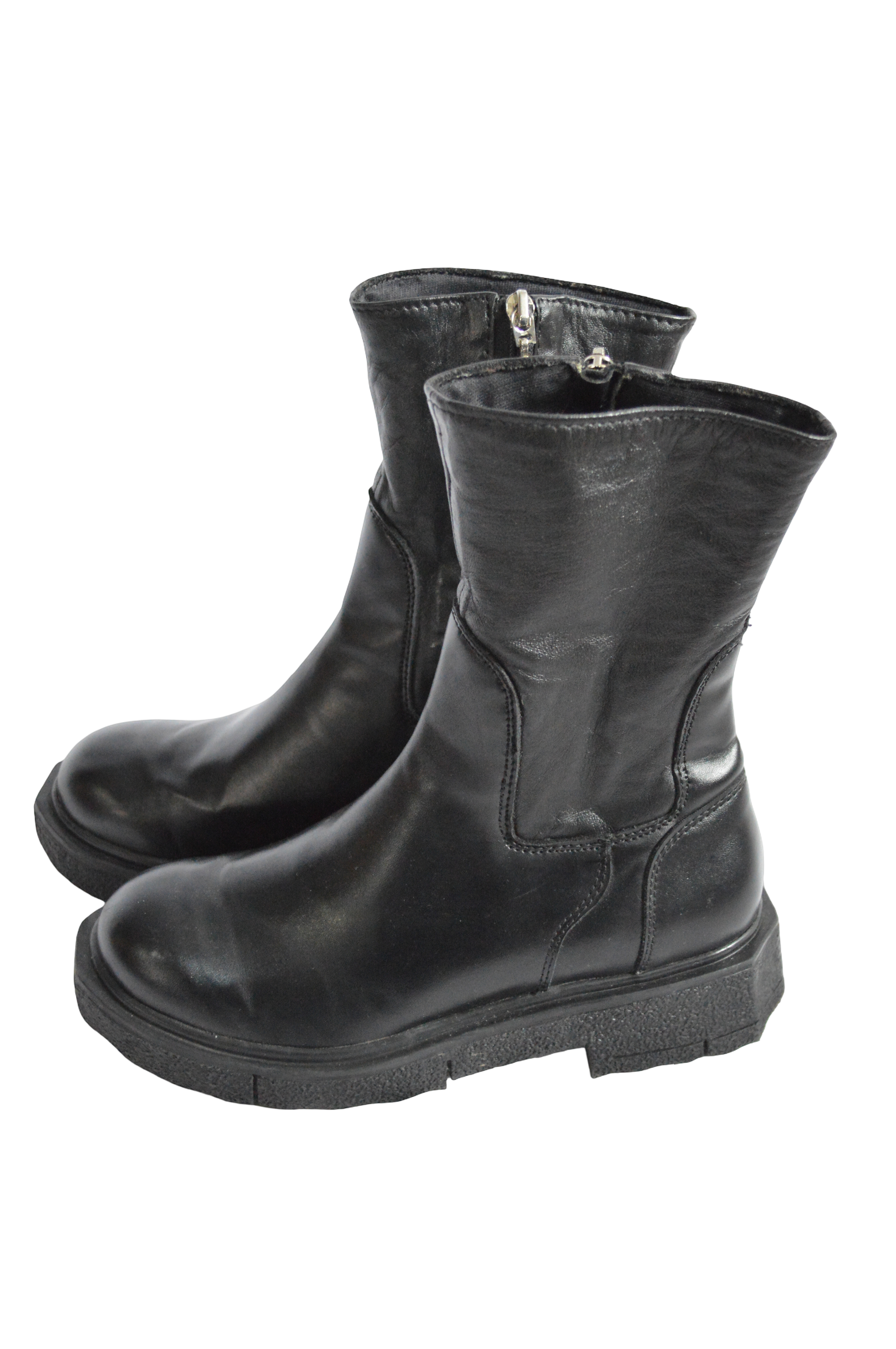 Botas Negras Caña Corta Con Cremallera Lateral Talla 38