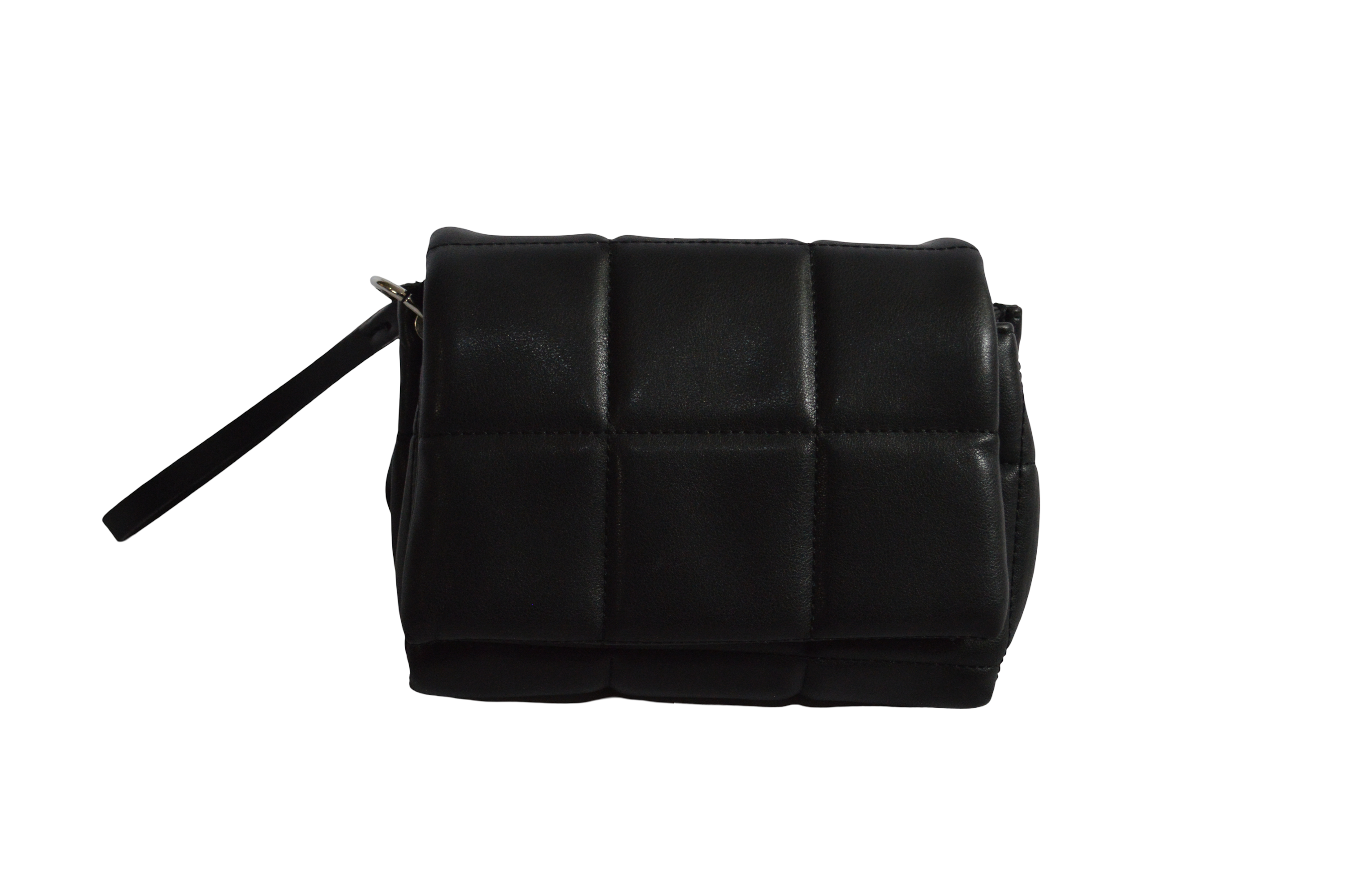 Bolso Acolchado Negro De Cuadros