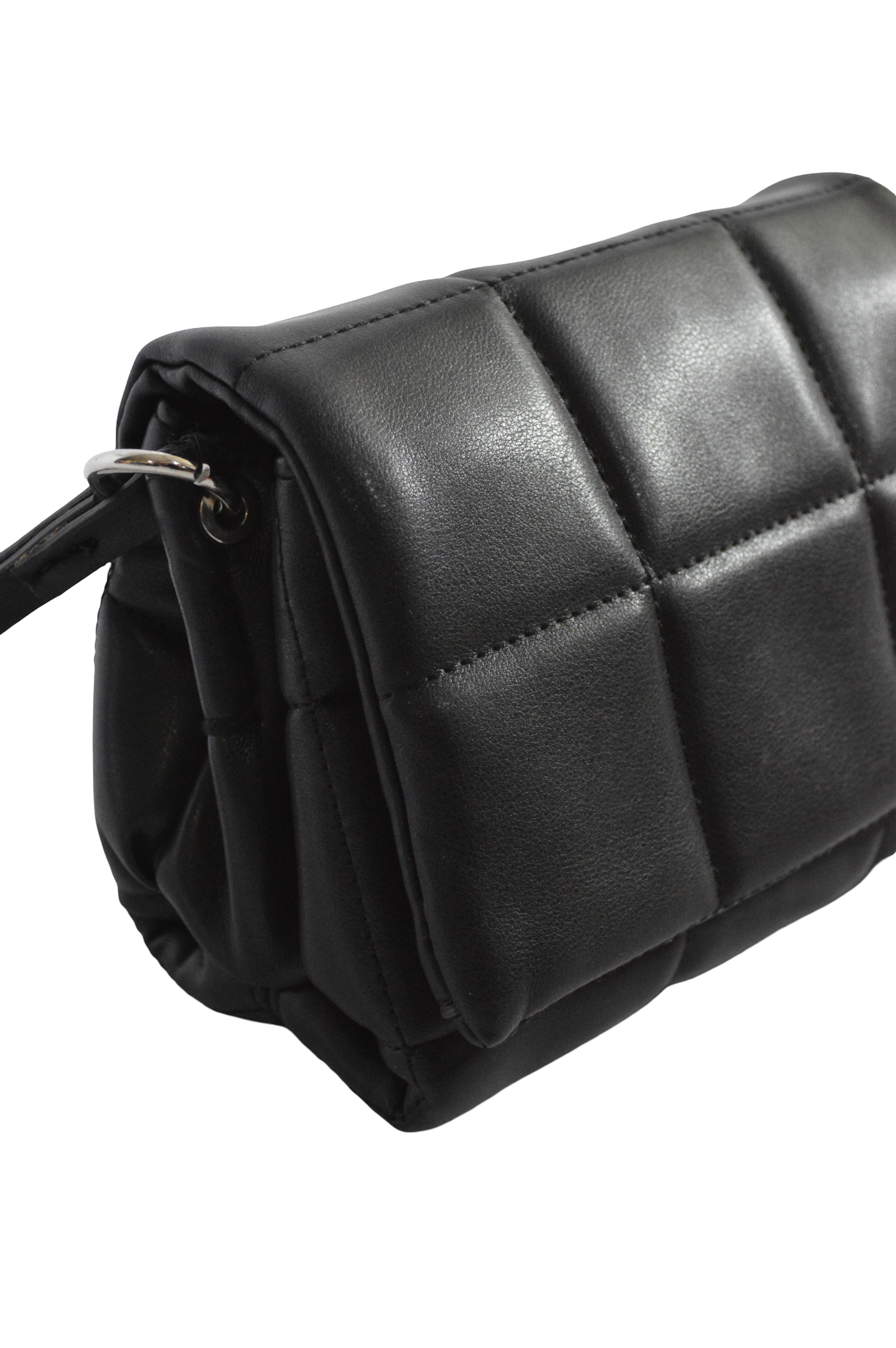 Bolso Acolchado Negro De Cuadros