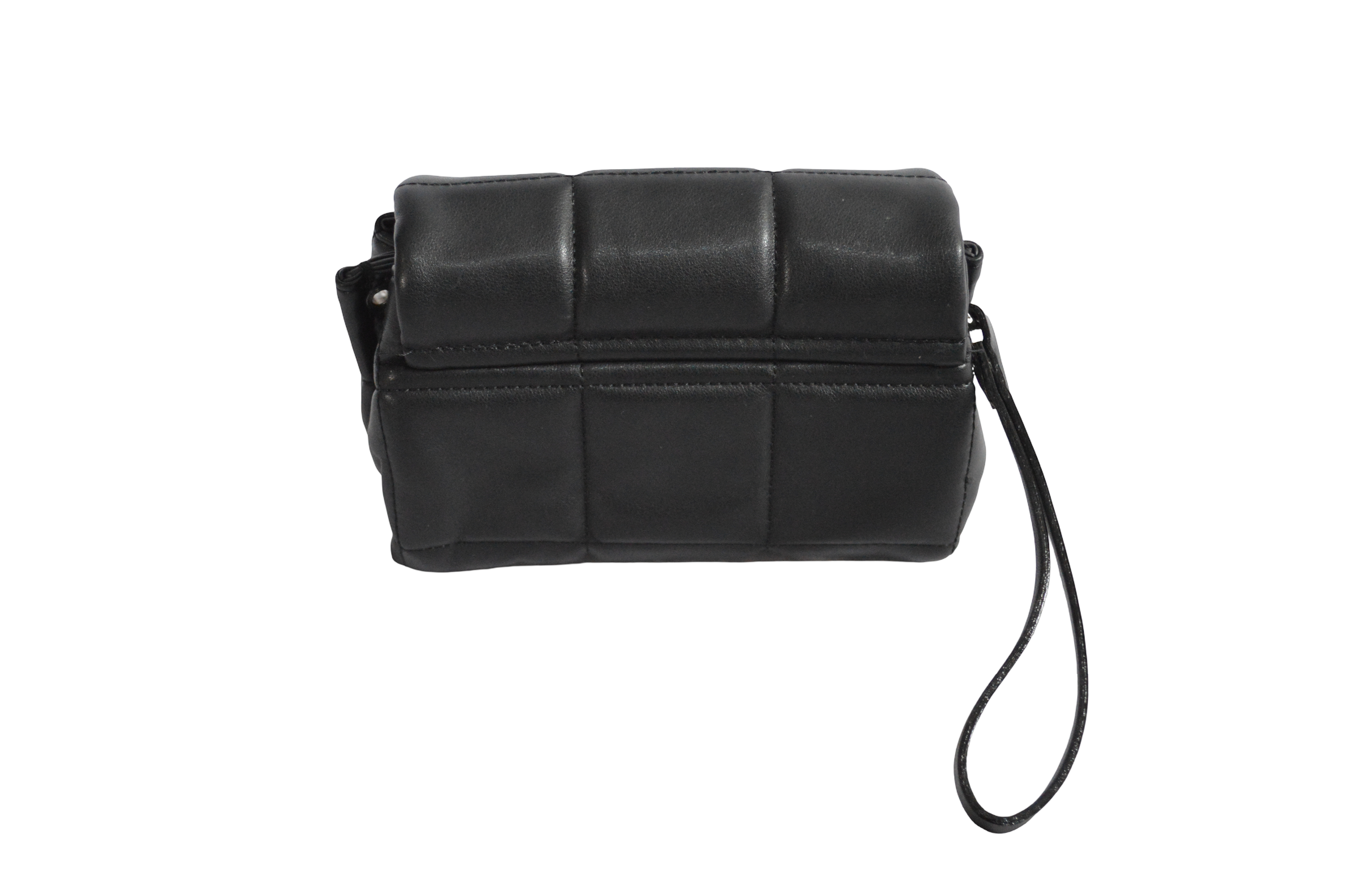 Bolso Acolchado Negro De Cuadros