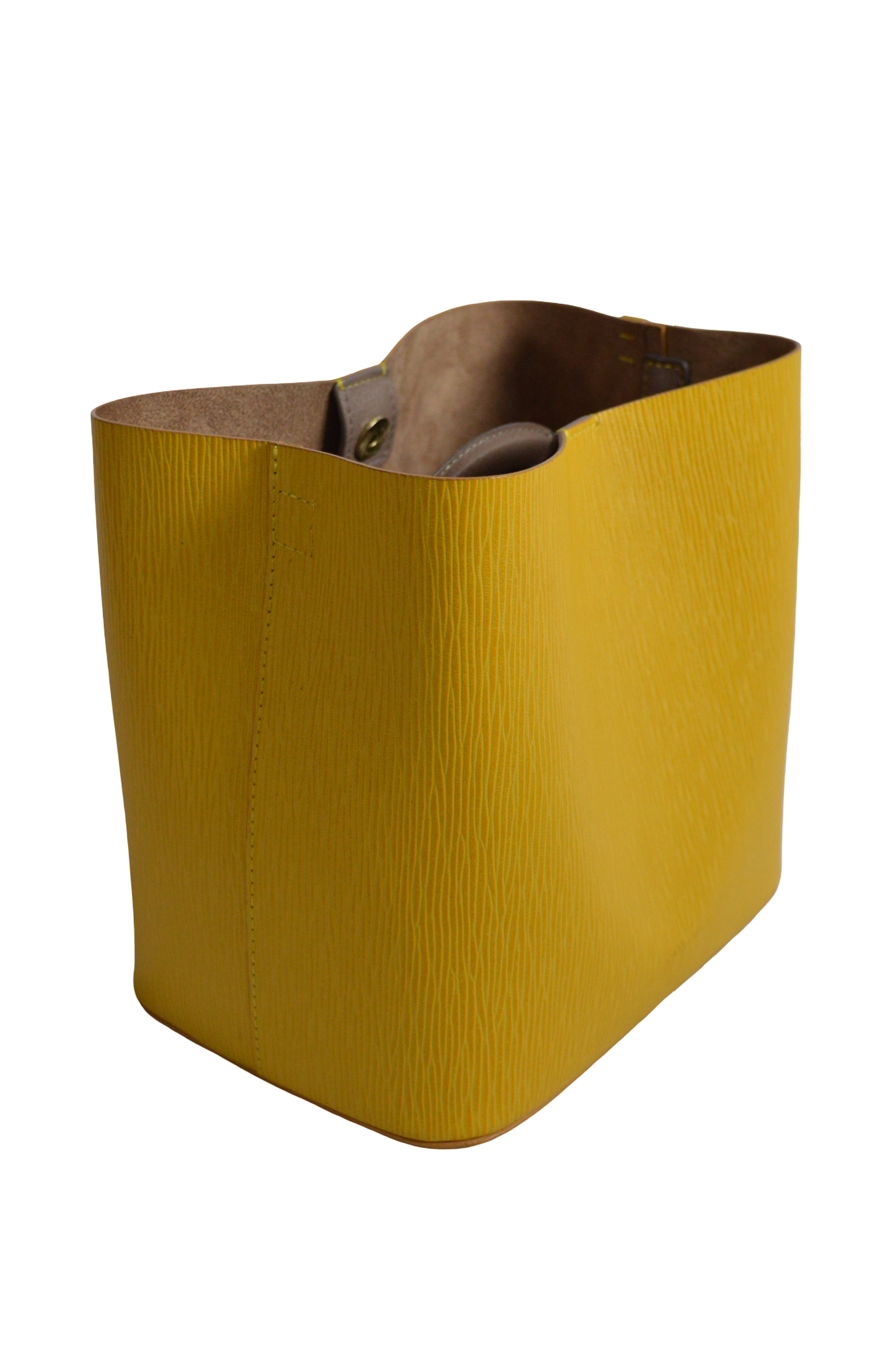 Bolso Cuadrado Mediano Amarillo Con Textura