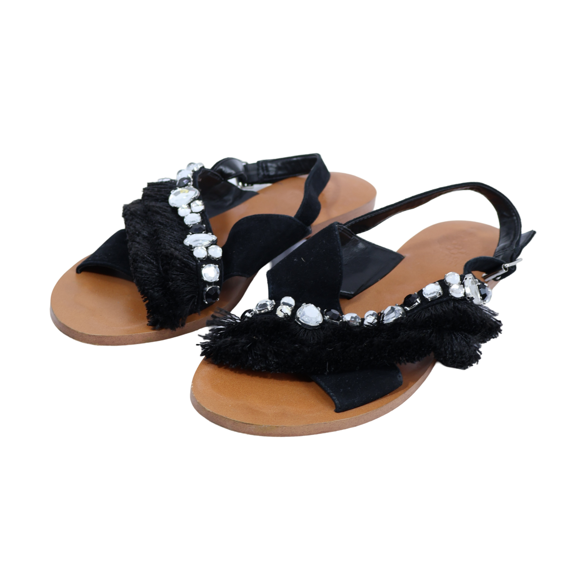 Sandalias Flecos Negro Talla US10