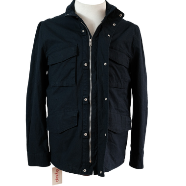 CHAQUETA AZUL OSCURO CUELLO GRANDE TALLA M