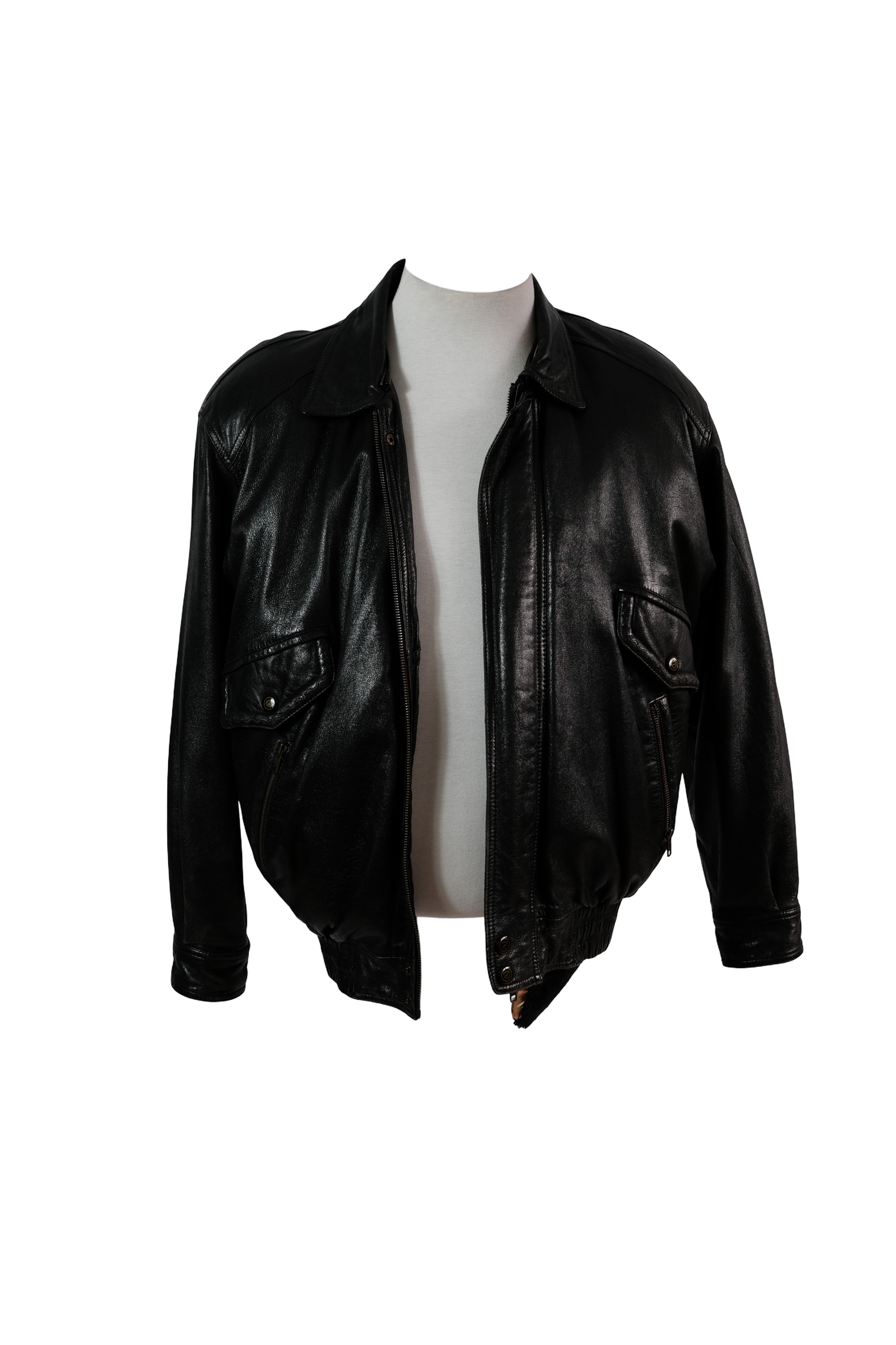 CHAQUETA VINTAGE CUERO NEGRO TALLA XL
