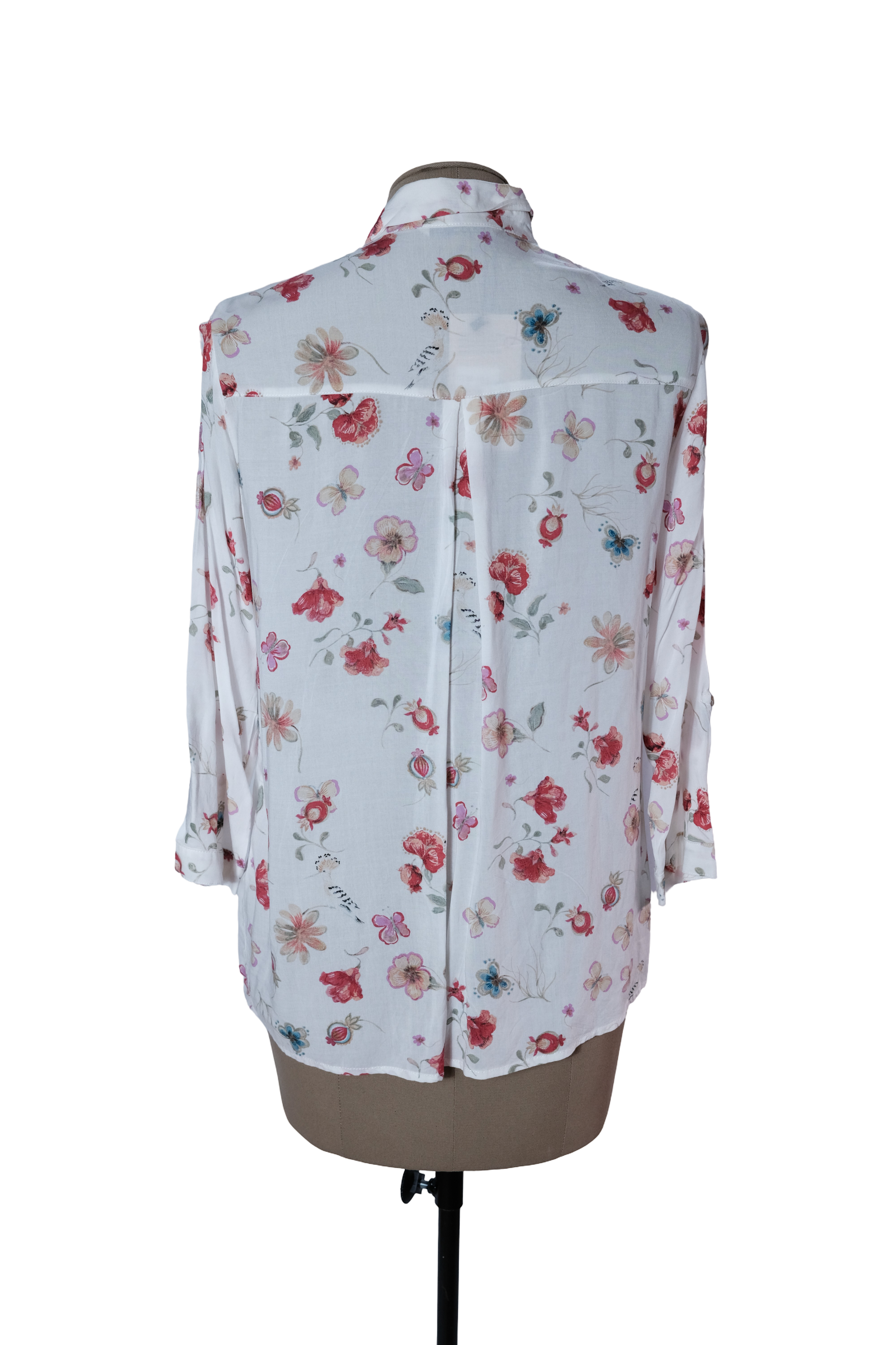 Camisa Blanca Liviana Flores Rosadas