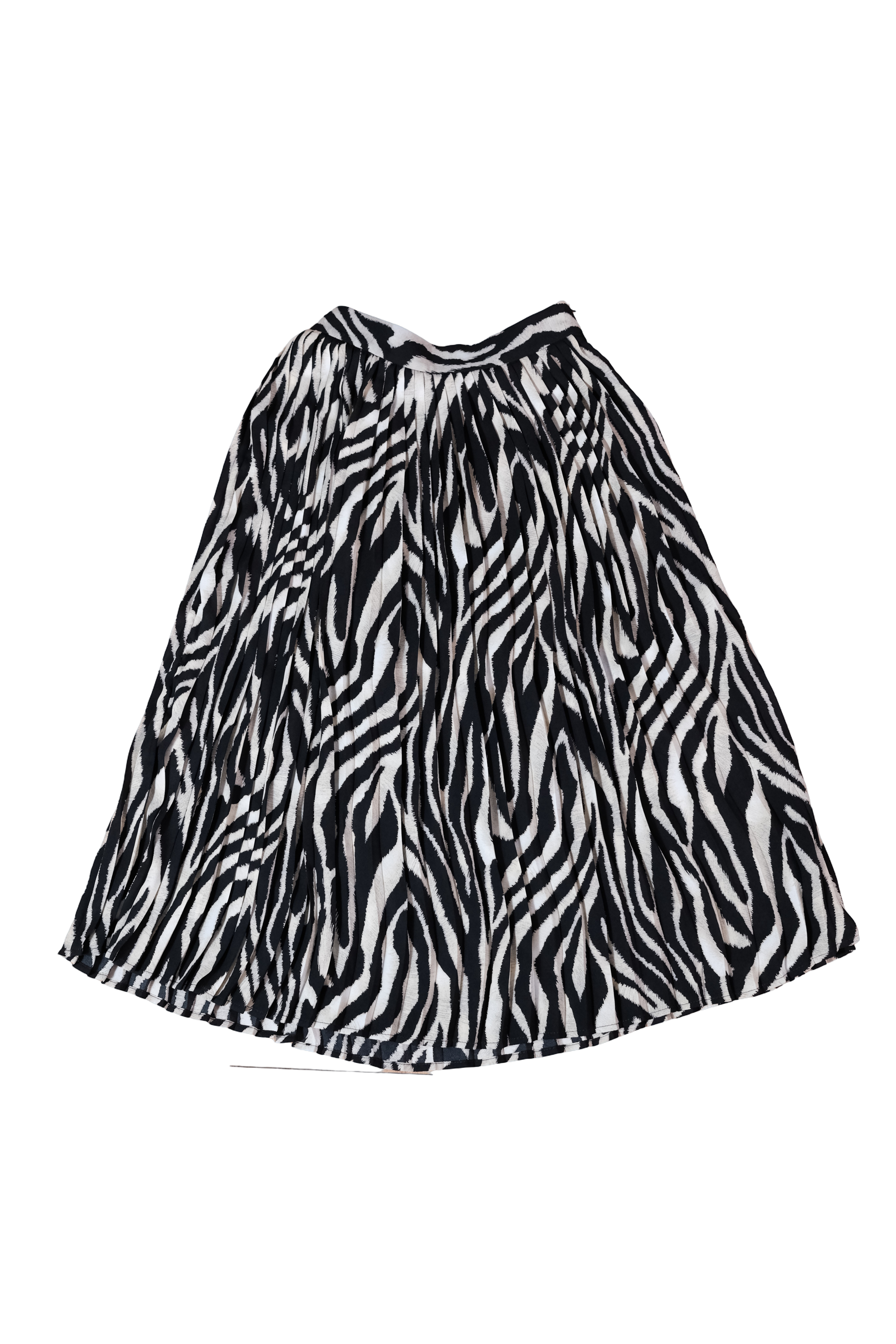 FALDA LARGA PLISADA BLANCO Y NEGRO ESTAMPADA TALLA 10