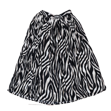 Falda Larga Plisada Blanco y Negro Estampada