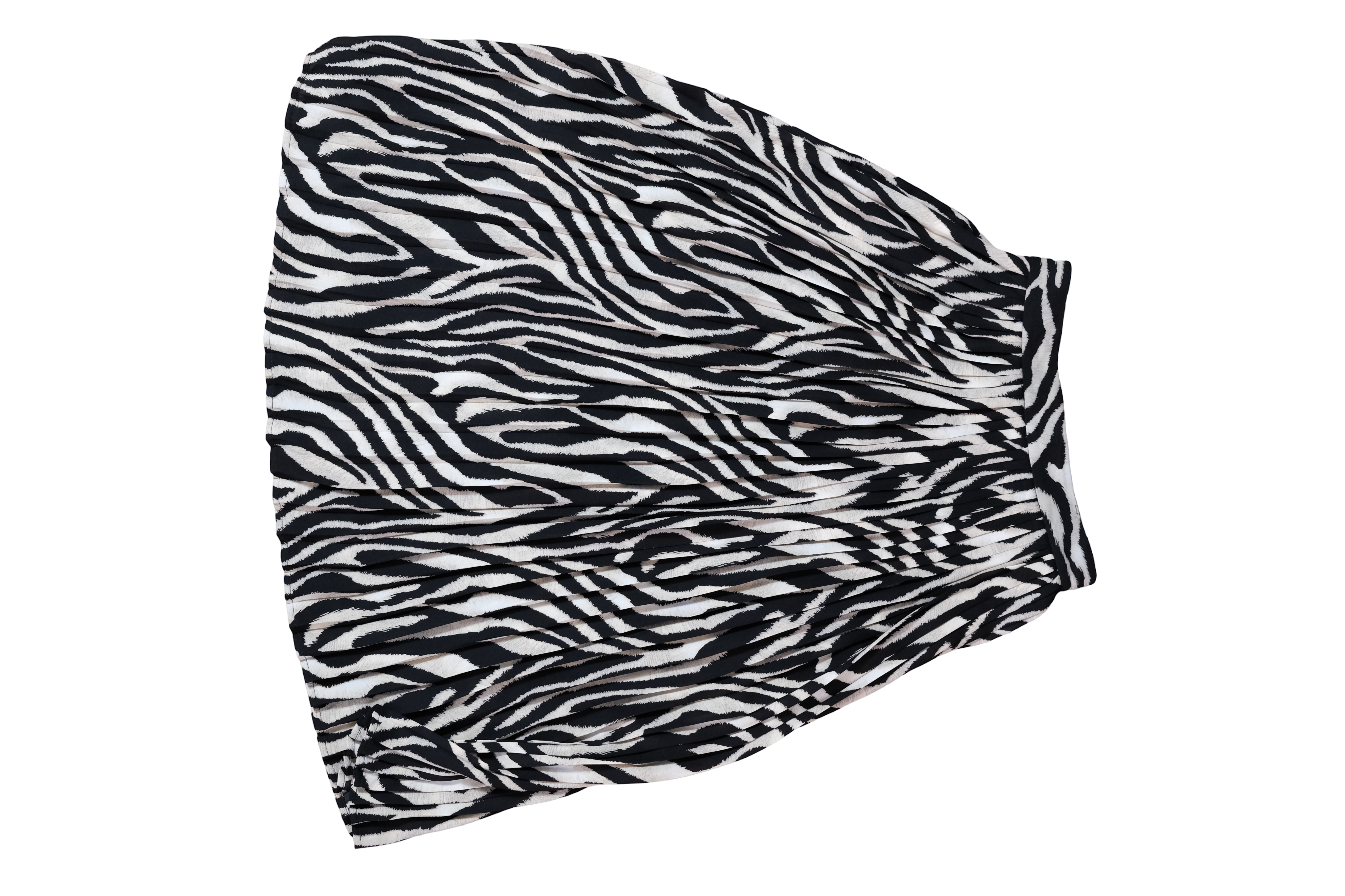 Falda Larga Plisada Blanco y Negro Estampada