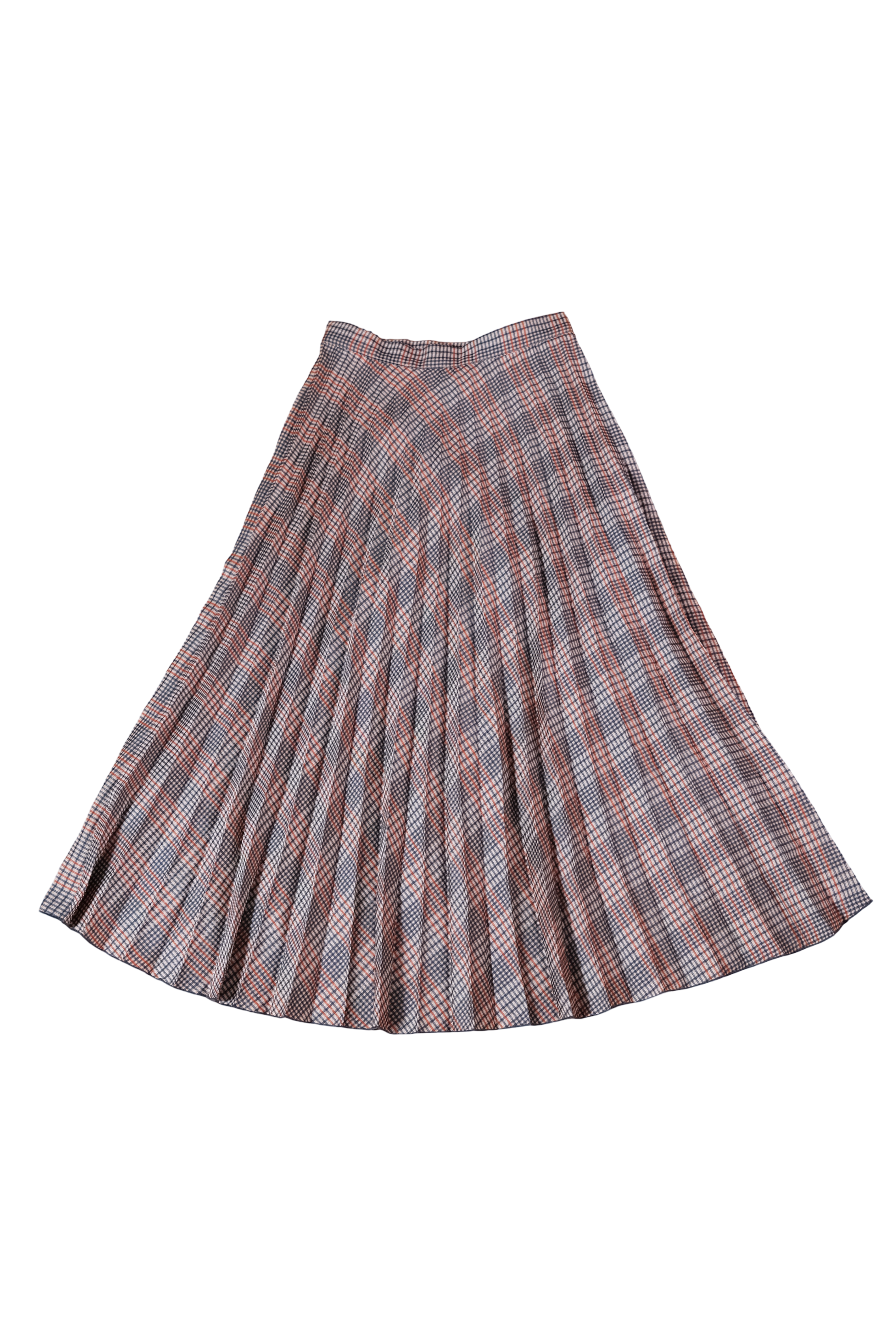 FALDA LARGA ASIMÉTRICA BEIGE CUADROS TALLA 4