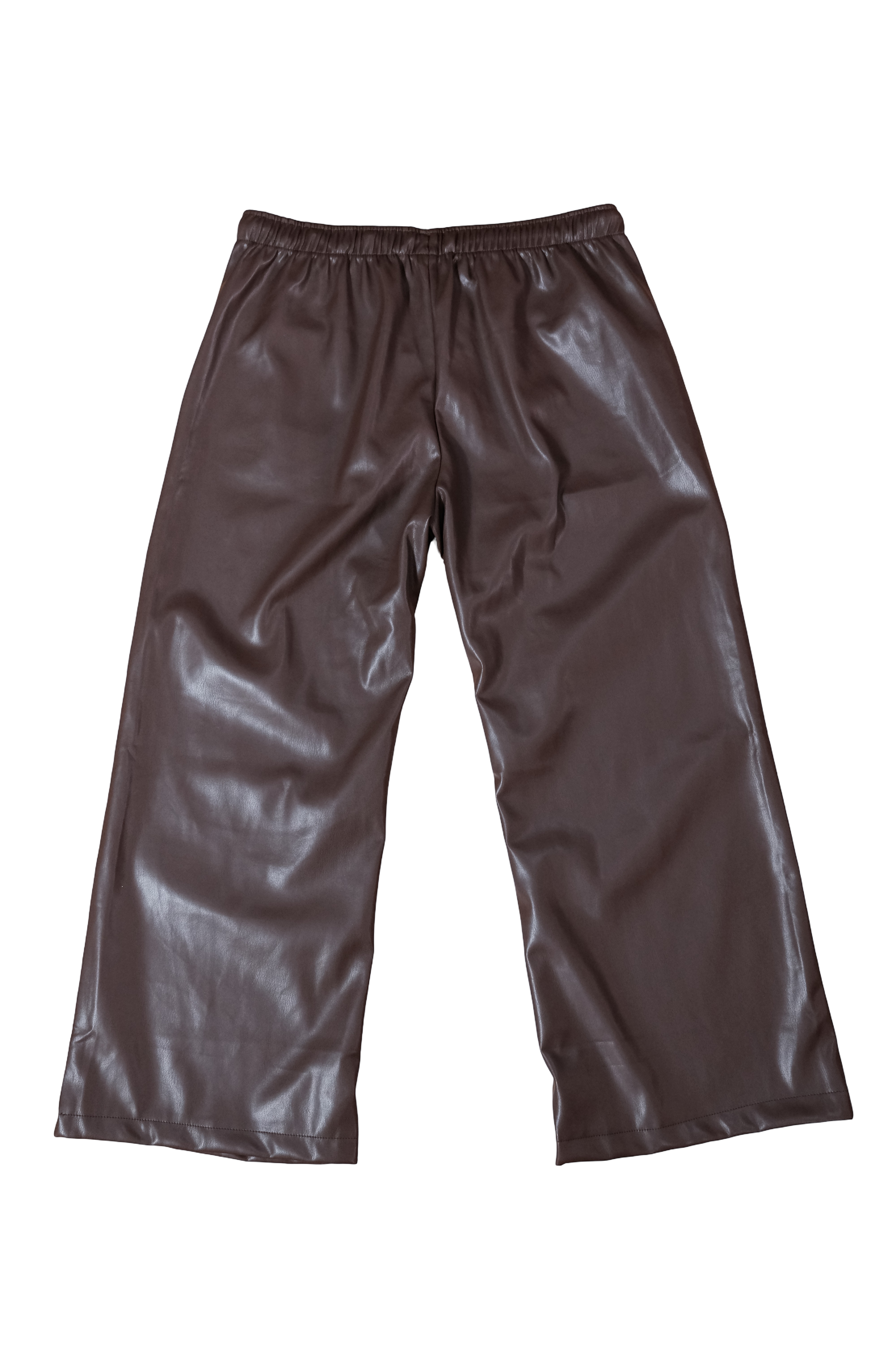 Pantalón Café Cuerina Bota Ancha