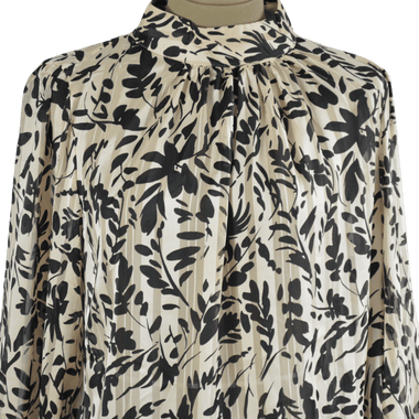 BLUSA TRANSPARENCIA BEIGE ESTAMPADO NEGRO TALLA L
