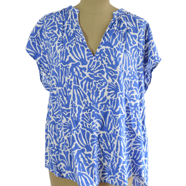 BLUSA ESTAMPADO BLANCO AZUL TALLA L