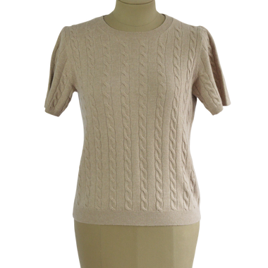 CAMIBUSO MANGA CORTA TEJIDO TRENZA CAFE TALLA L