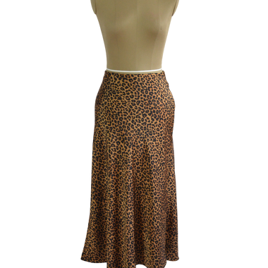 FALDA LARGA SATIN ANIMAL PRINT CAFE NEGRO TALLA S