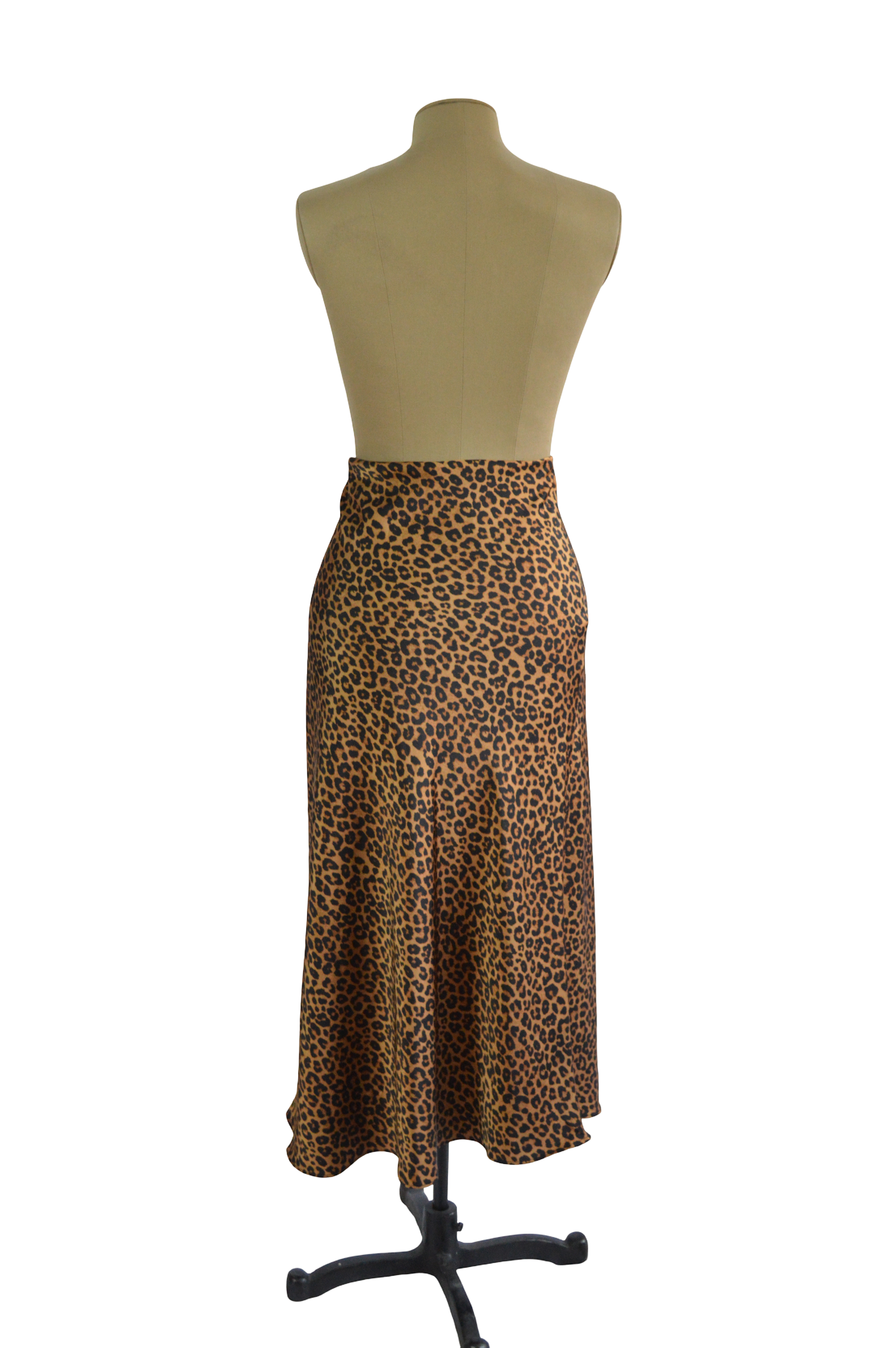 FALDA LARGA SATIN ANIMAL PRINT CAFE NEGRO TALLA S