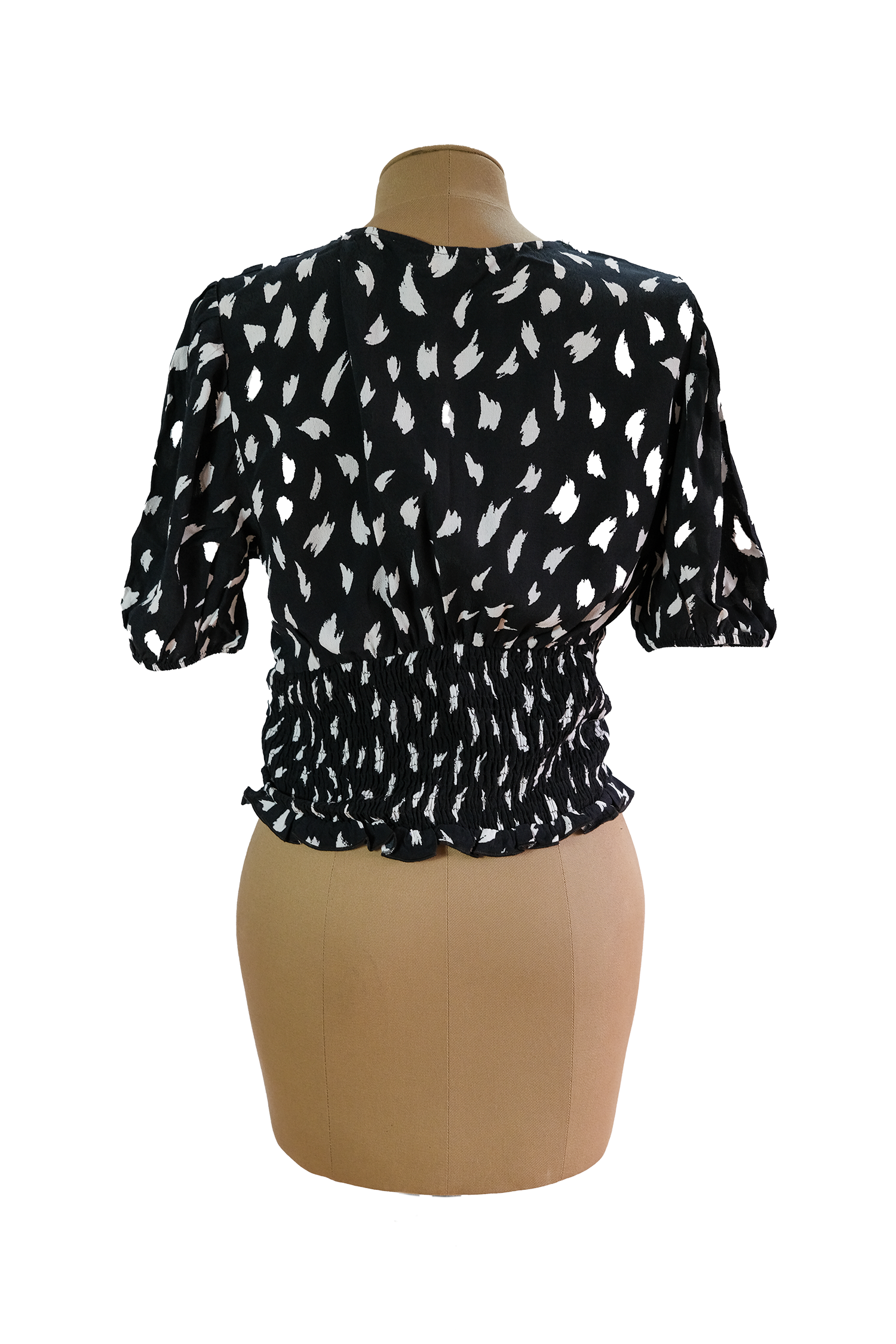 Blusa Negra Estampado Blanco