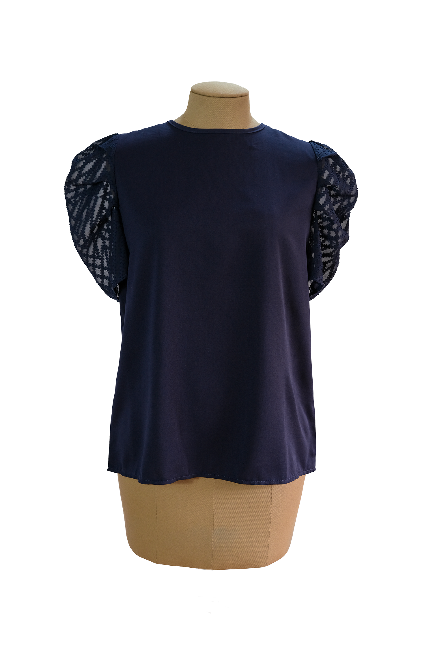 Blusa Azul Tul En Mangas