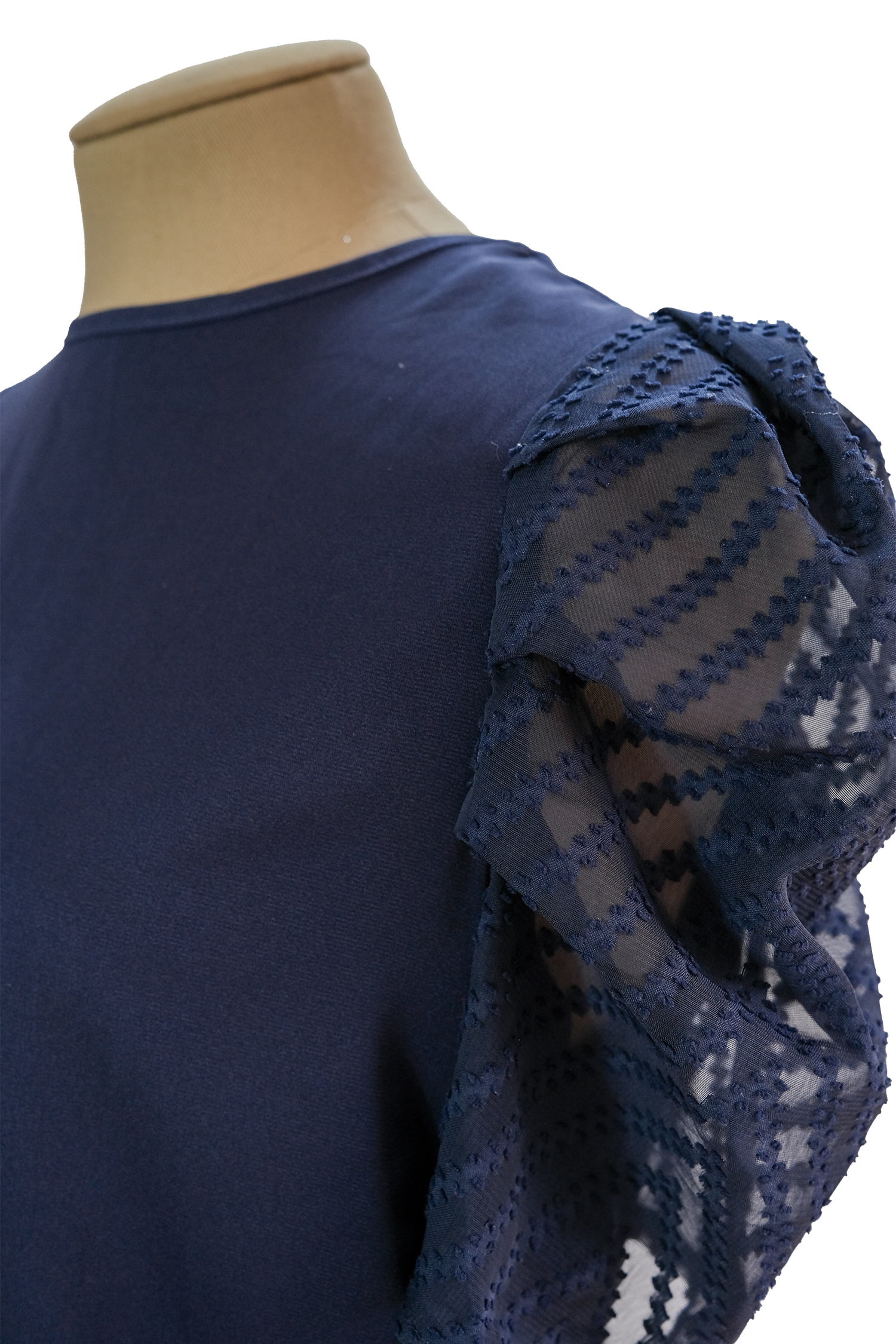 Blusa Azul Tul En Mangas