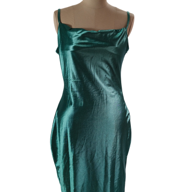 Vestido Verde Esmeralda Satín Talla L