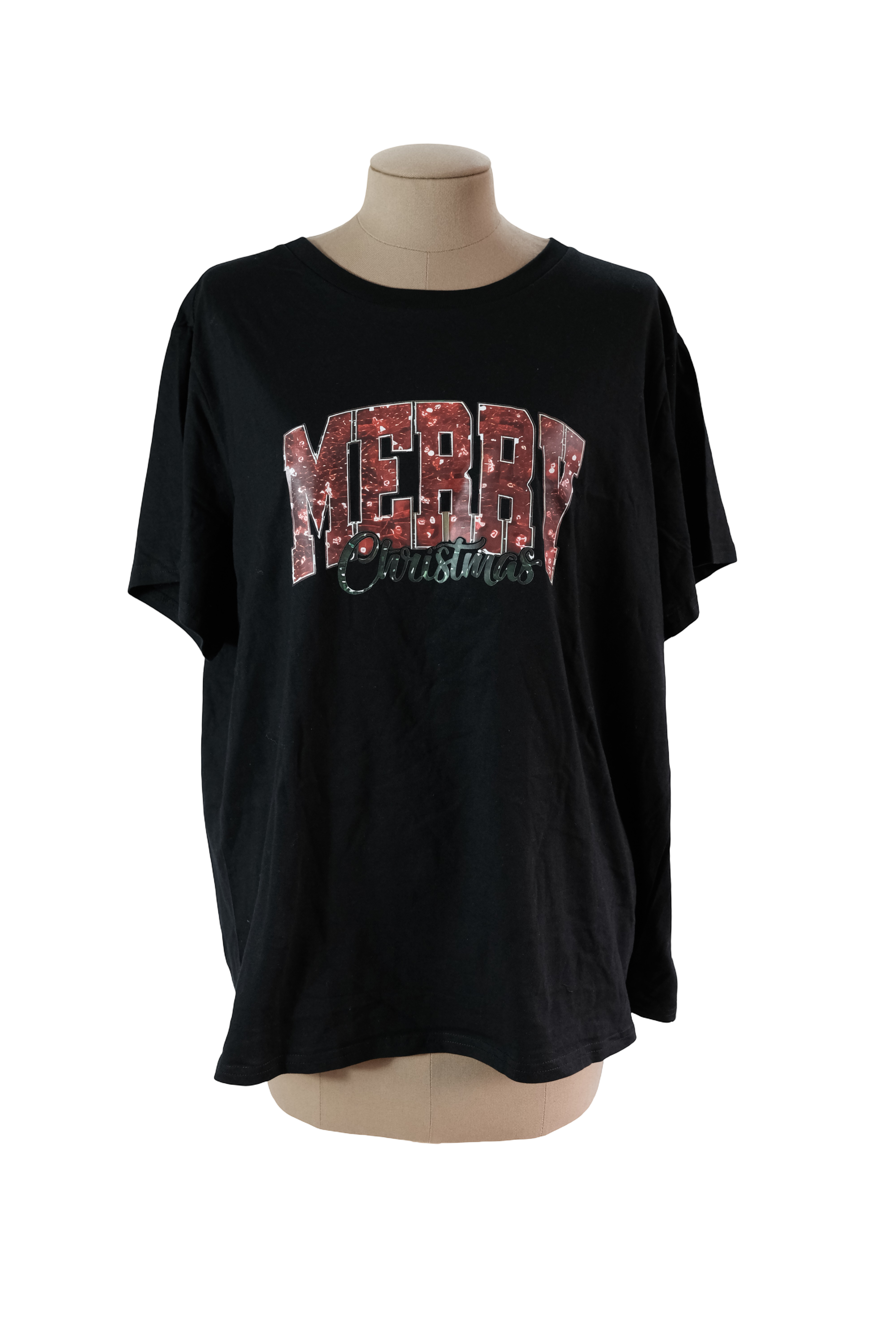 Camiseta Negra Merry Christmas Talla XXL