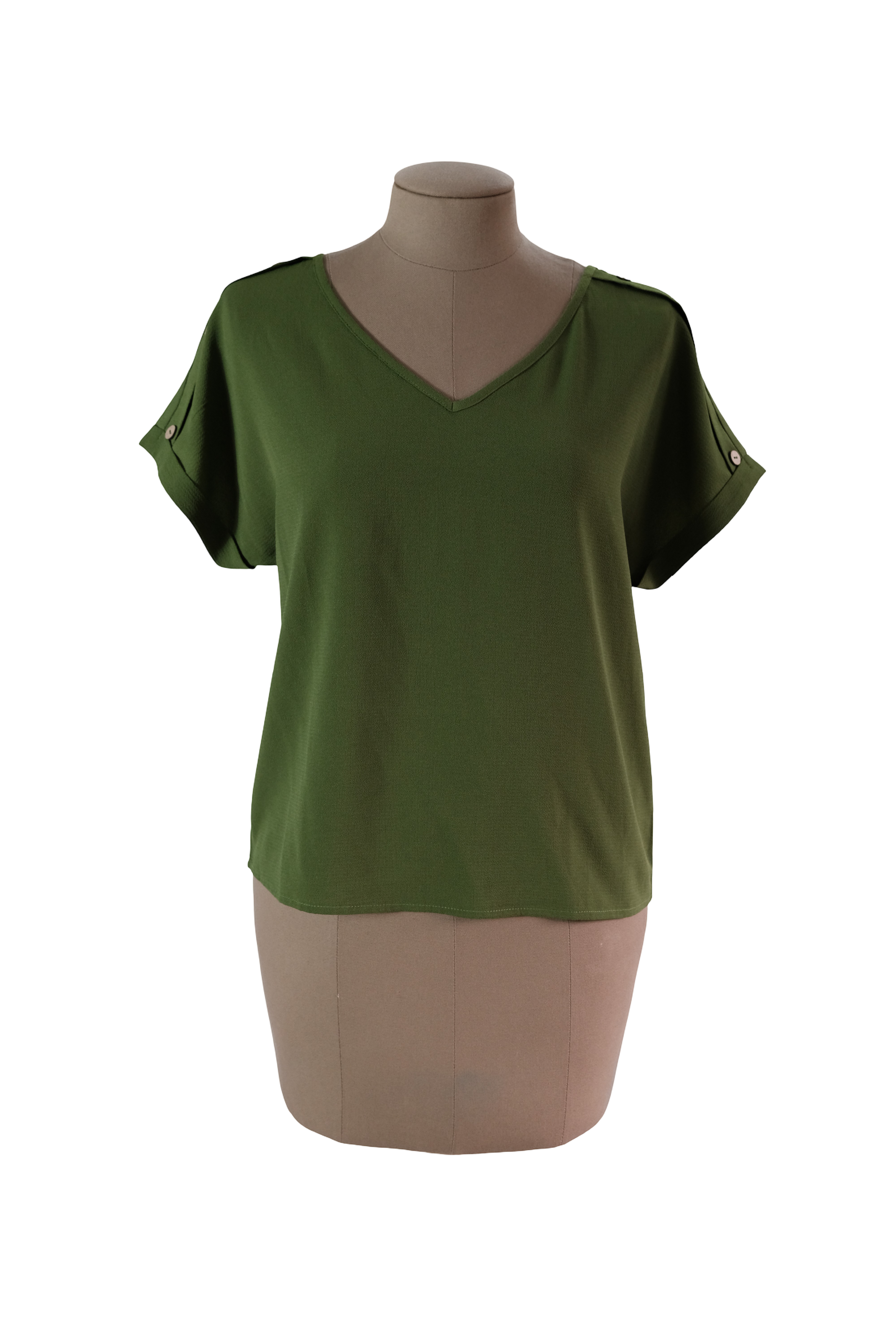 Blusa Verde Botones en Hombro Talla S