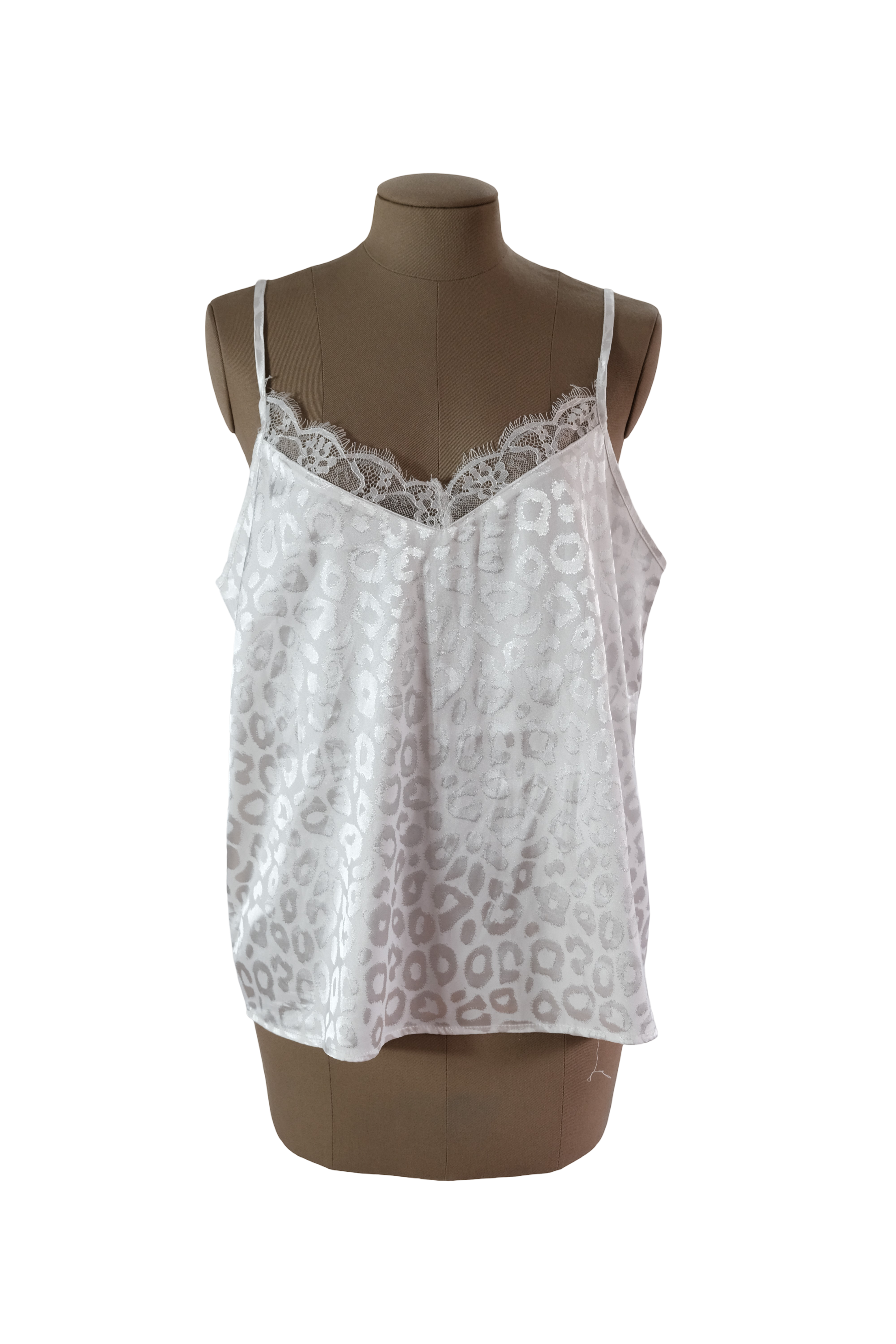 Blusa Sisa Satinada Blanca Animal Print Talla L