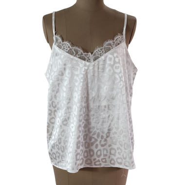 Blusa Sisa Satinada Blanca Animal Print Talla L