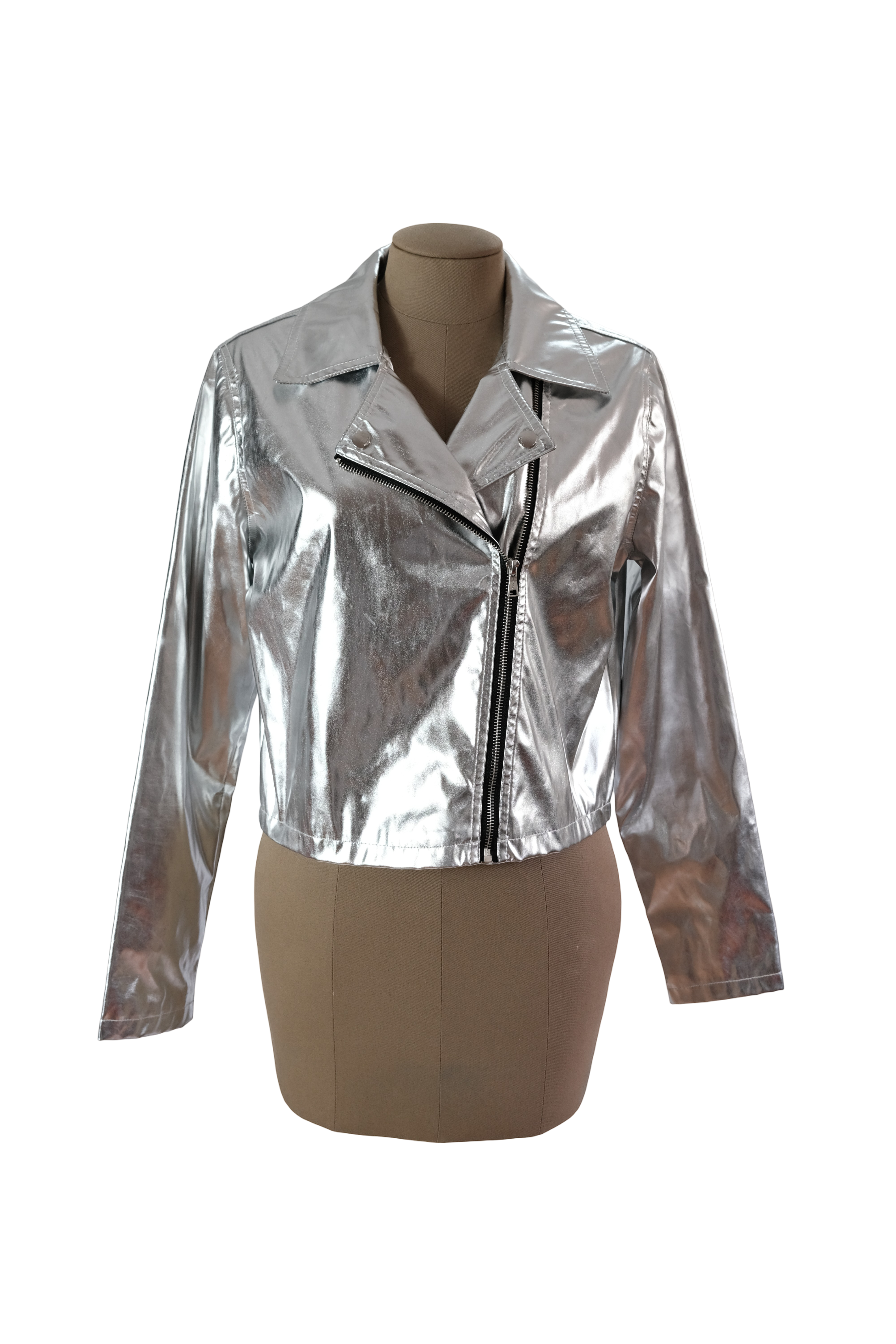 Chaqueta Cuerina Plateada Talla L
