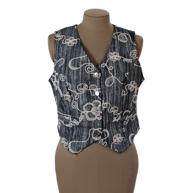 CHALECO GRIS BORDADO LENTEJUELAS TALLA L