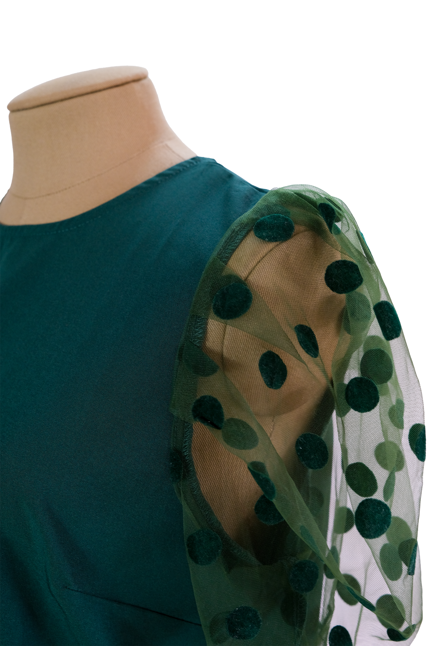 Blusa Verde Con Mangas Tul