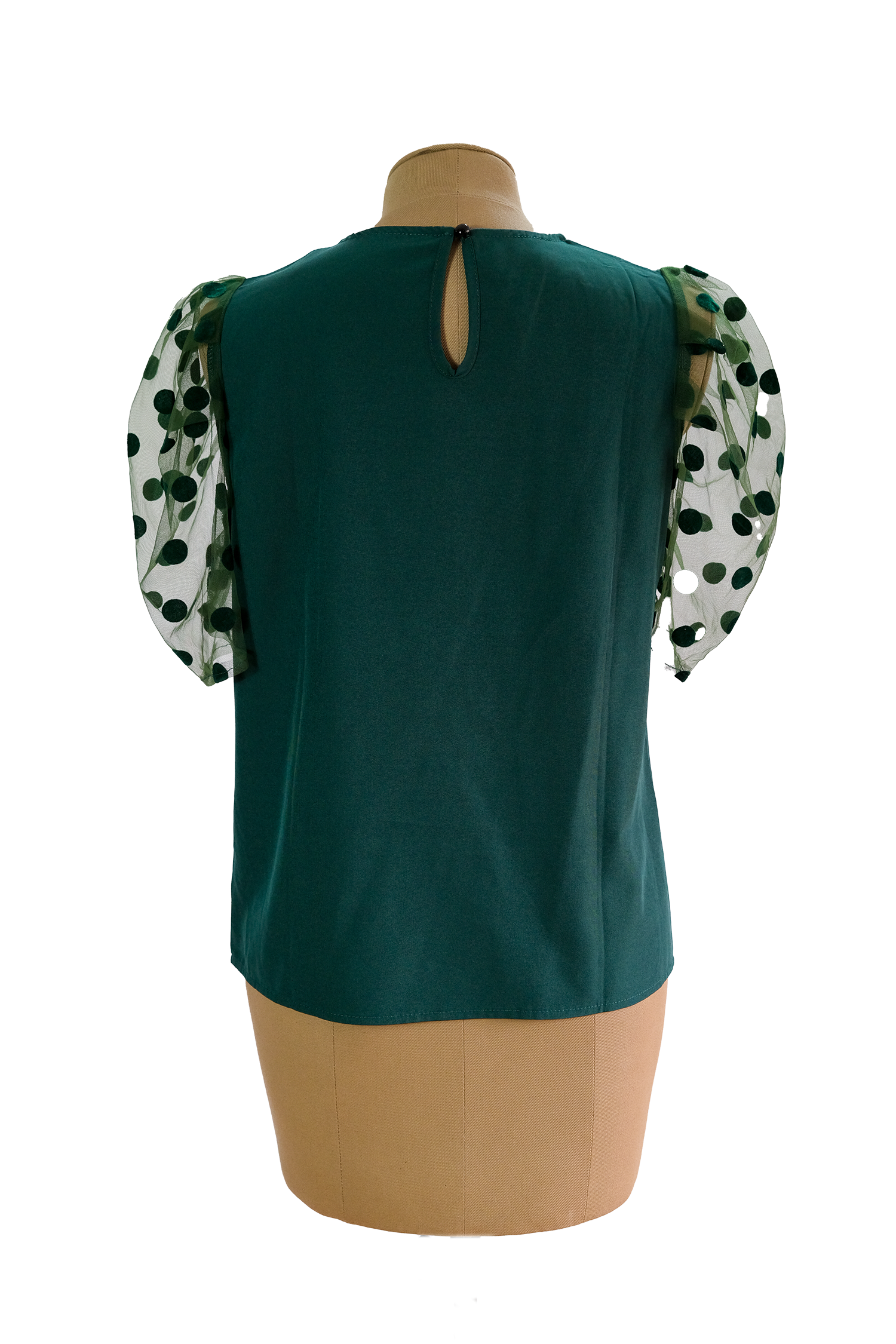 Blusa Verde Con Mangas Tul