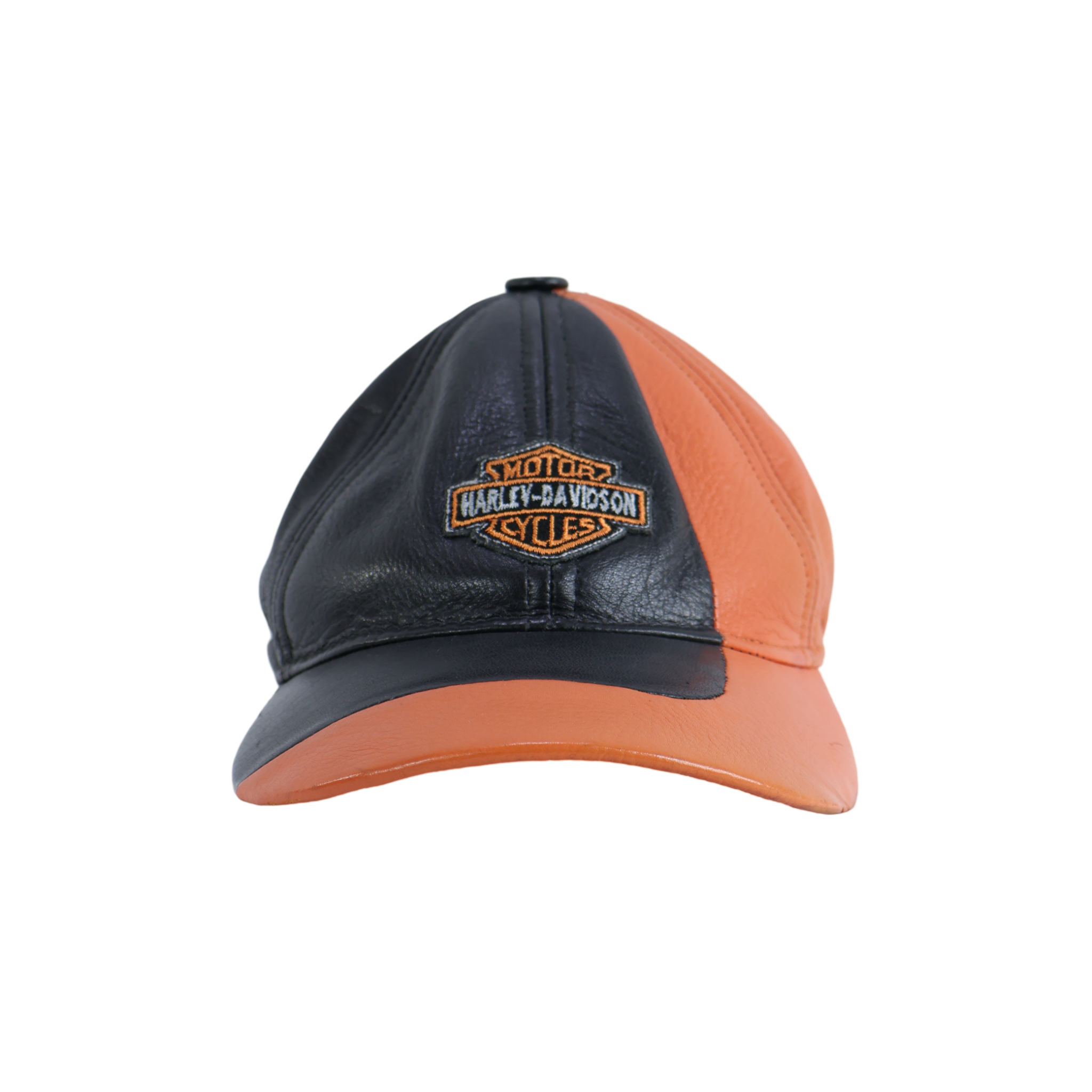 Gorra Cuero Negro Naranja