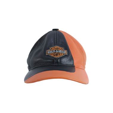 Gorra Cuero Negro Naranja