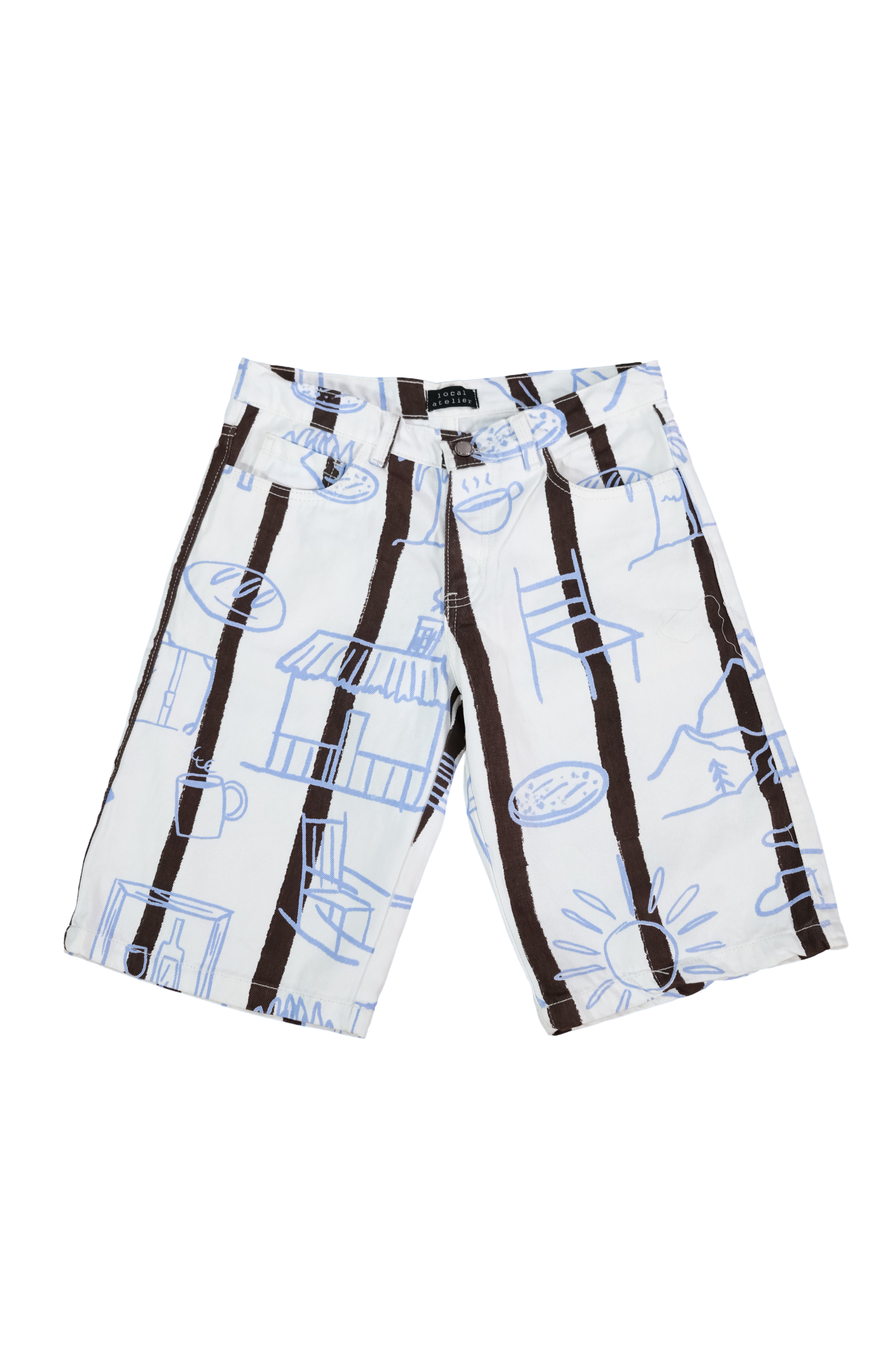 Bermuda Pueblito Blanco Azúl Café