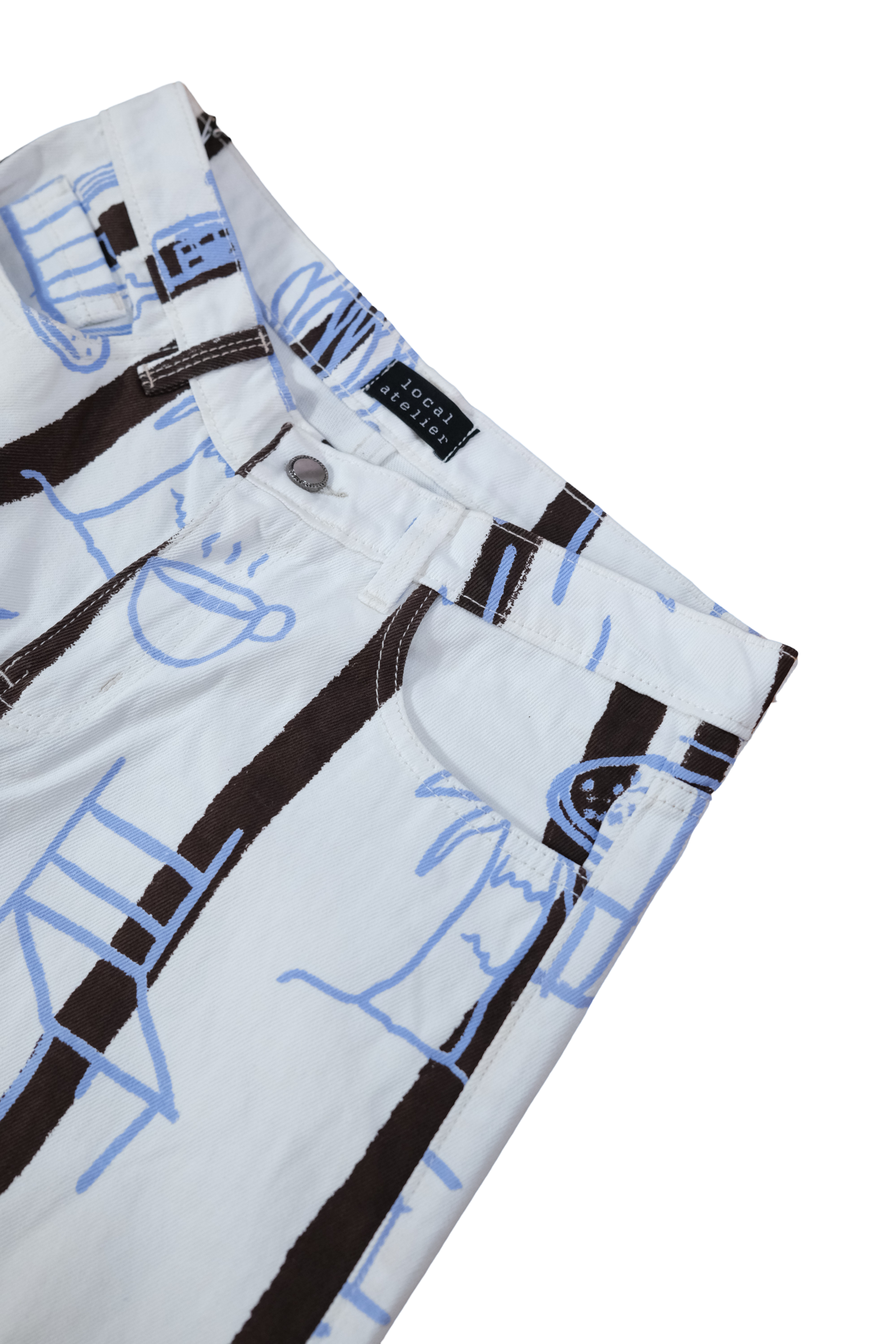 Jean Pueblito Blanco Azúl Café