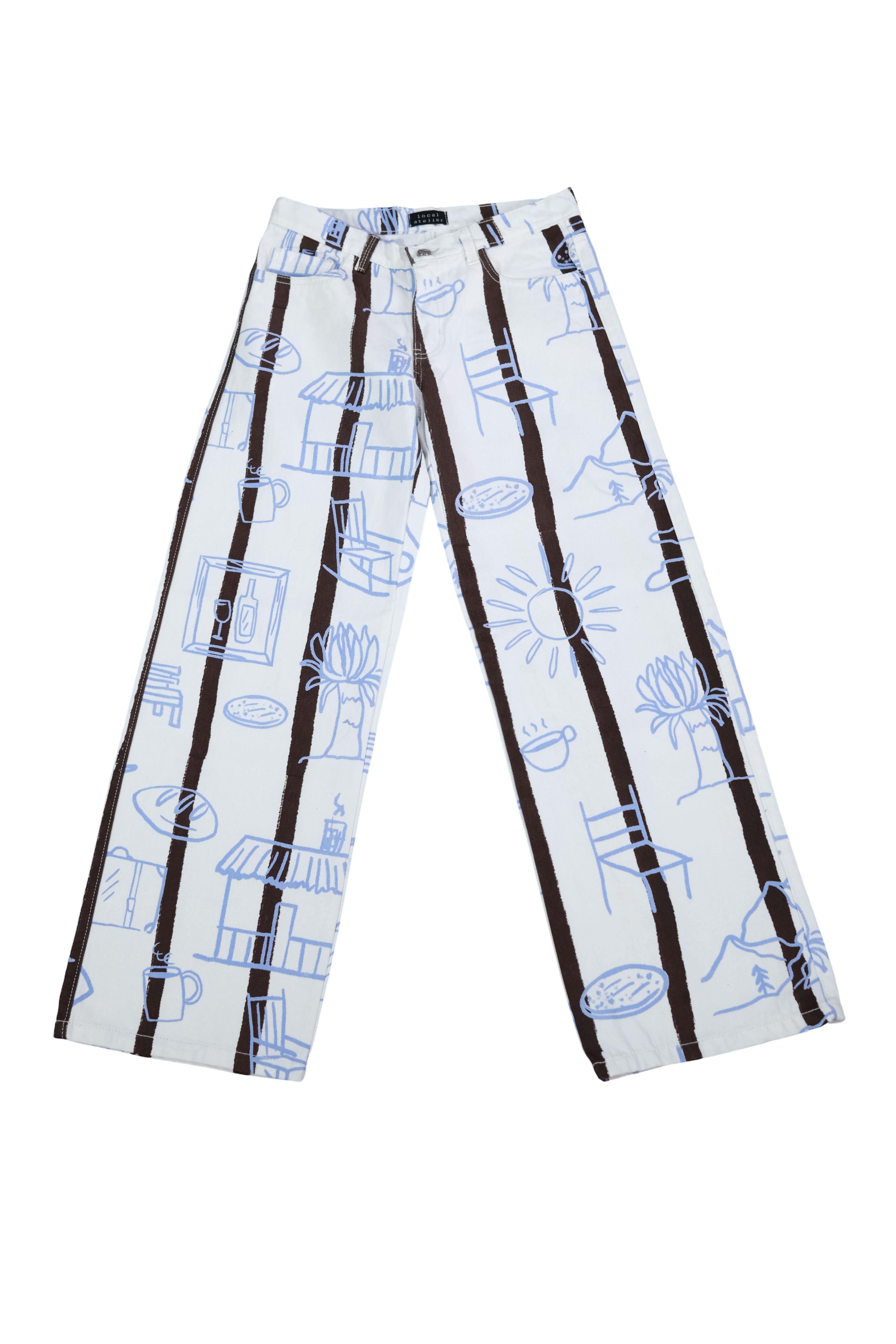 Jean Pueblito Blanco Azúl Café