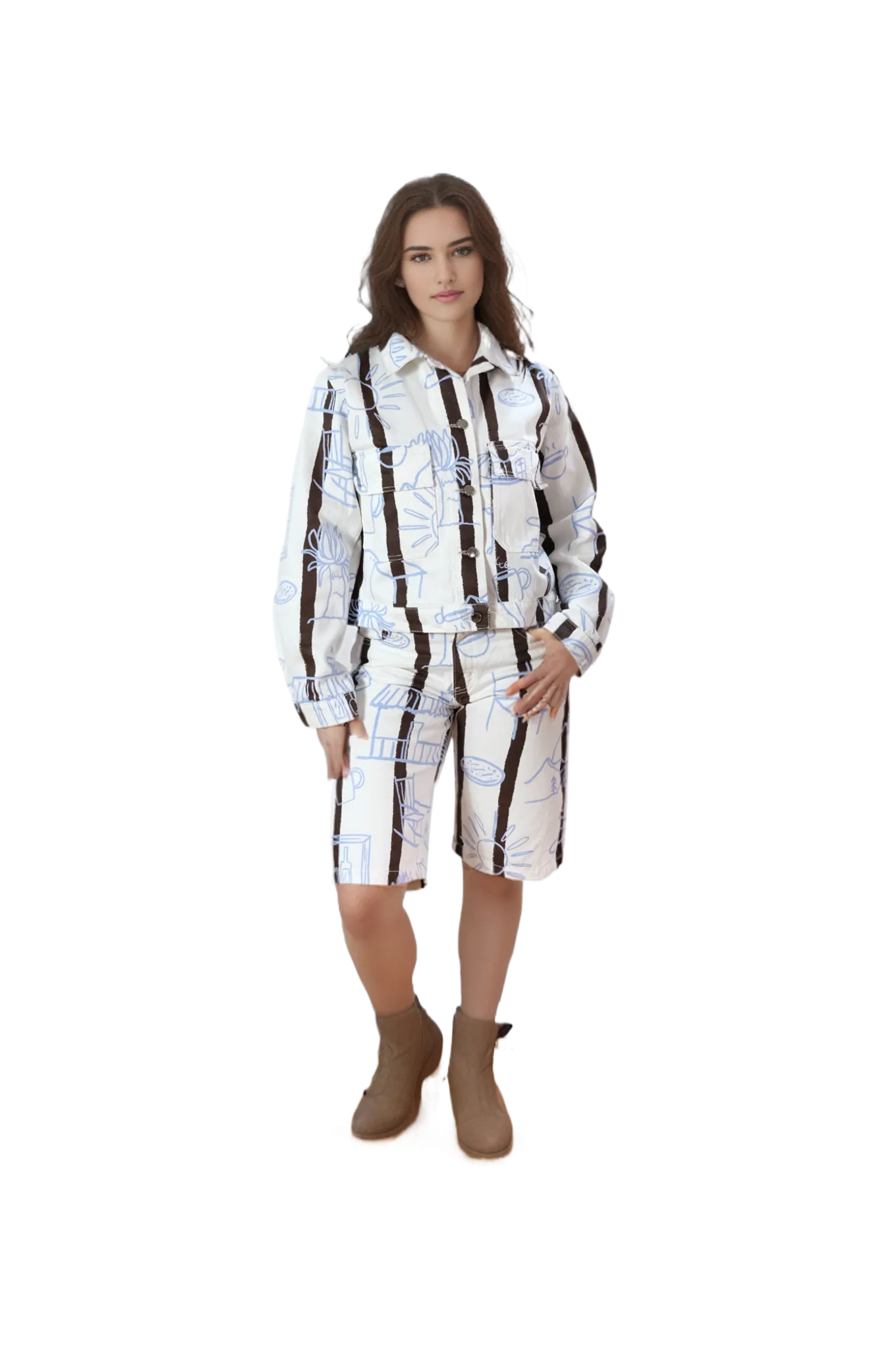 Chaqueta Pueblito Blanco Azúl Café