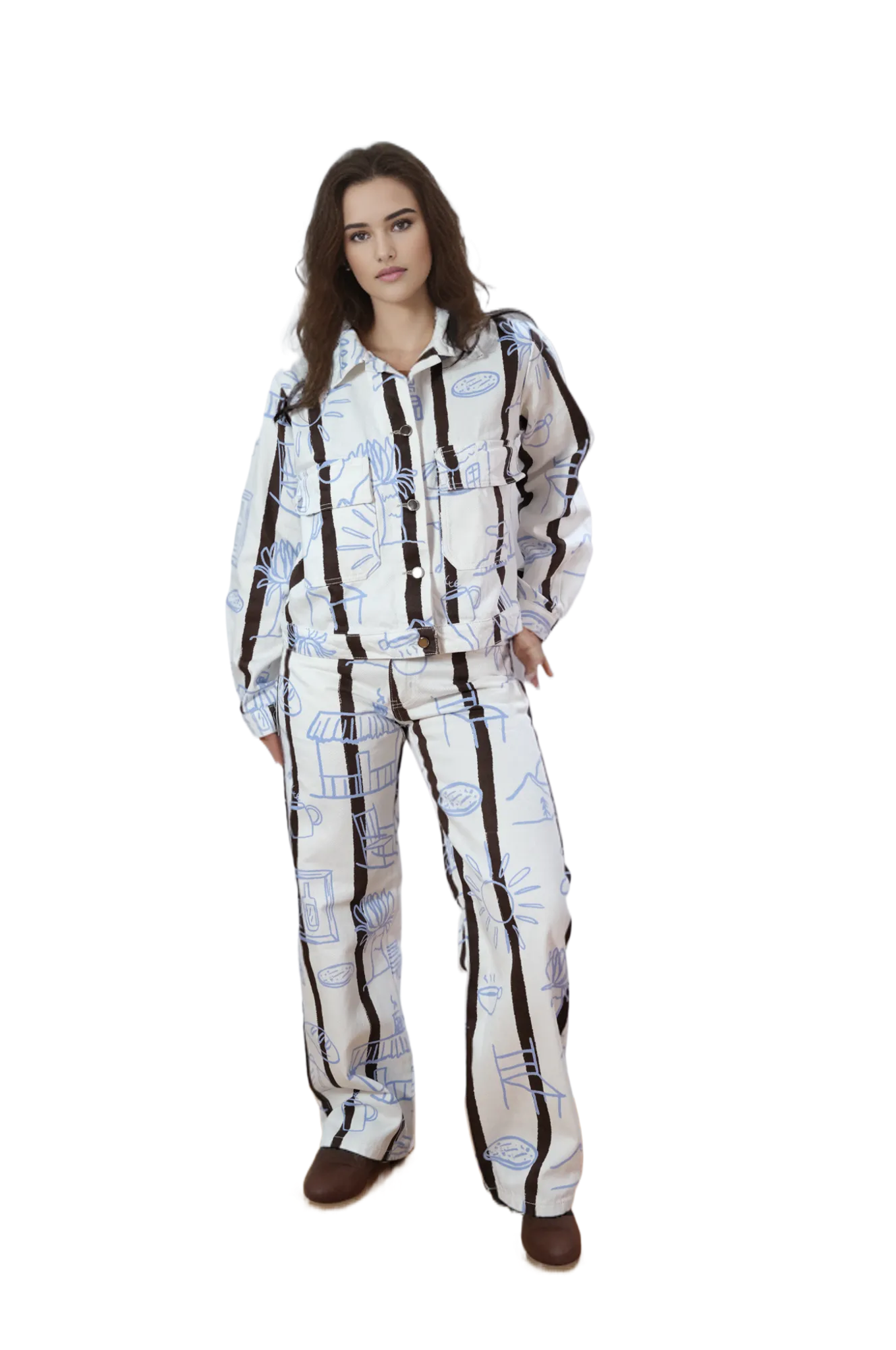 Jean Pueblito Blanco Azúl Café