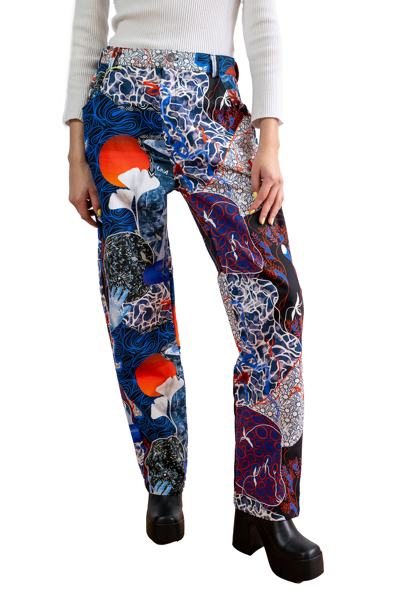 Pantalón estampado Negro Azul