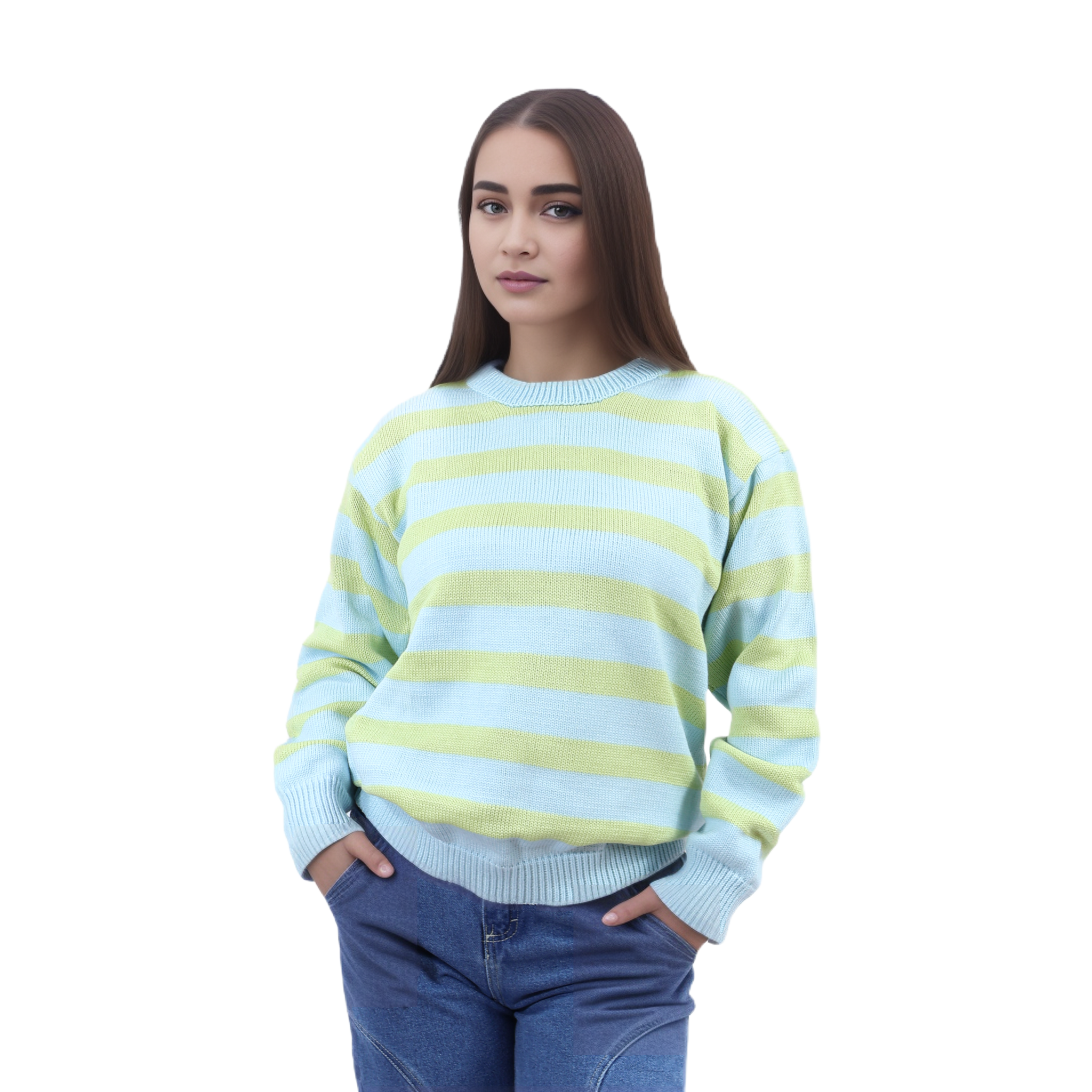 Sweater Cuello Redondo Azul Amarillo Talla XS-S