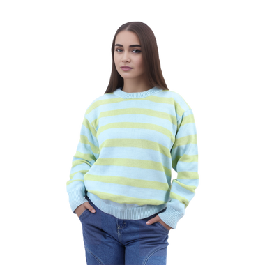 Sweater Cuello Redondo Azul Amarillo Talla XS-S