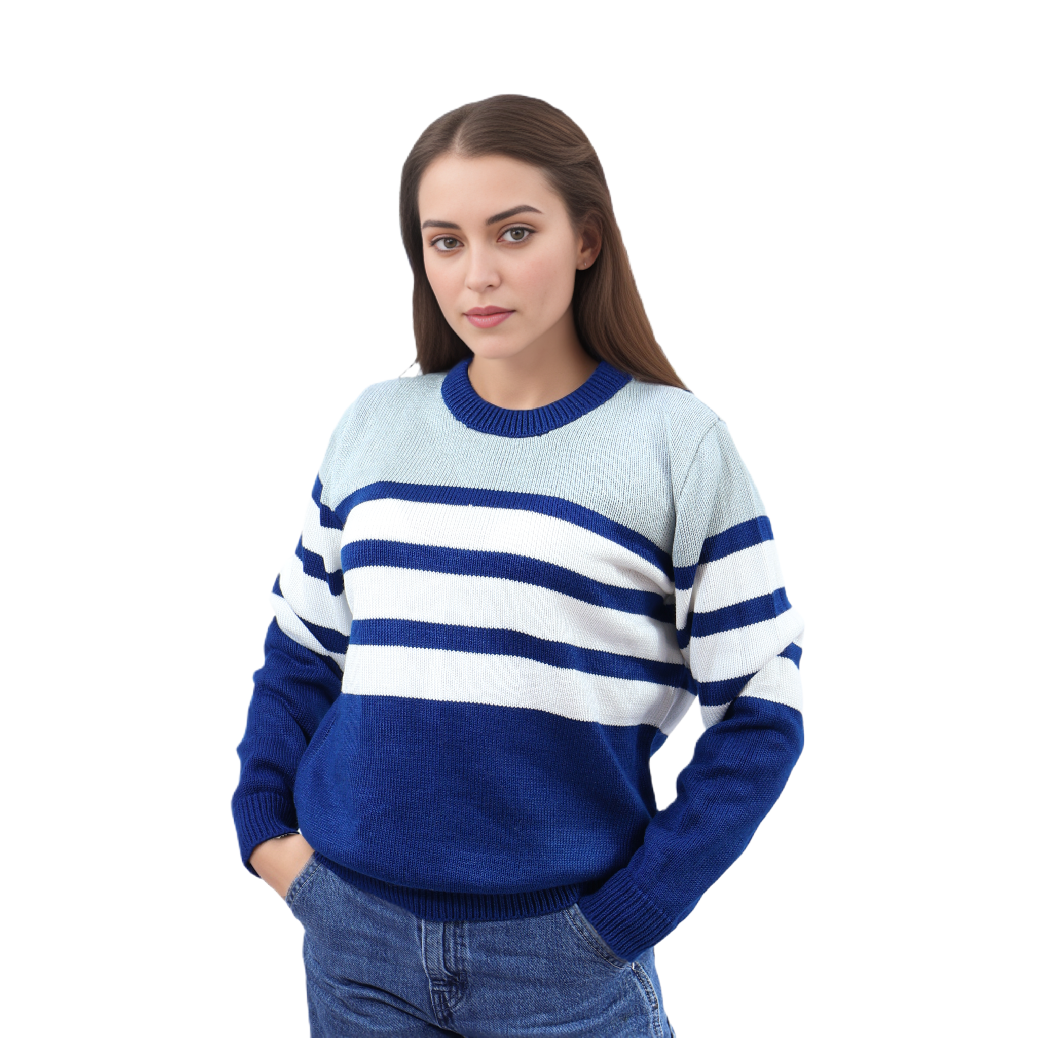 Sweater Azul Blanco Talla S