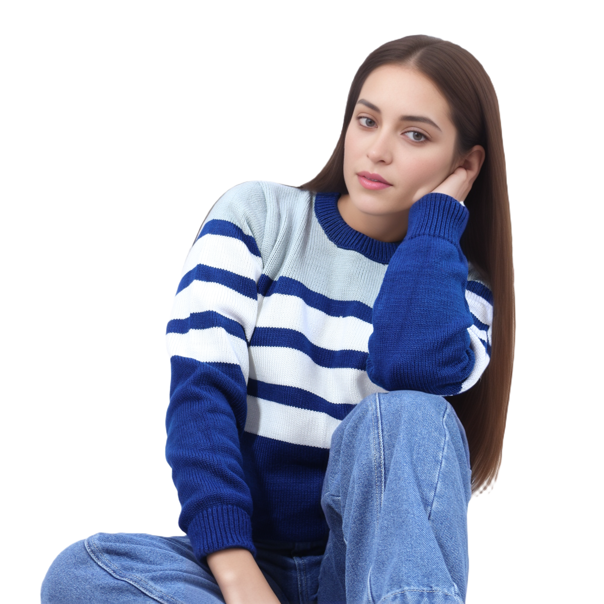 Sweater Azul Blanco Talla S