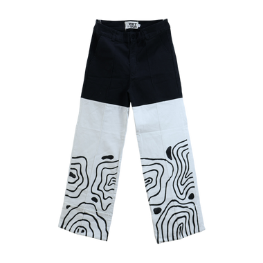 Pantalón Blanco Negro Ondas