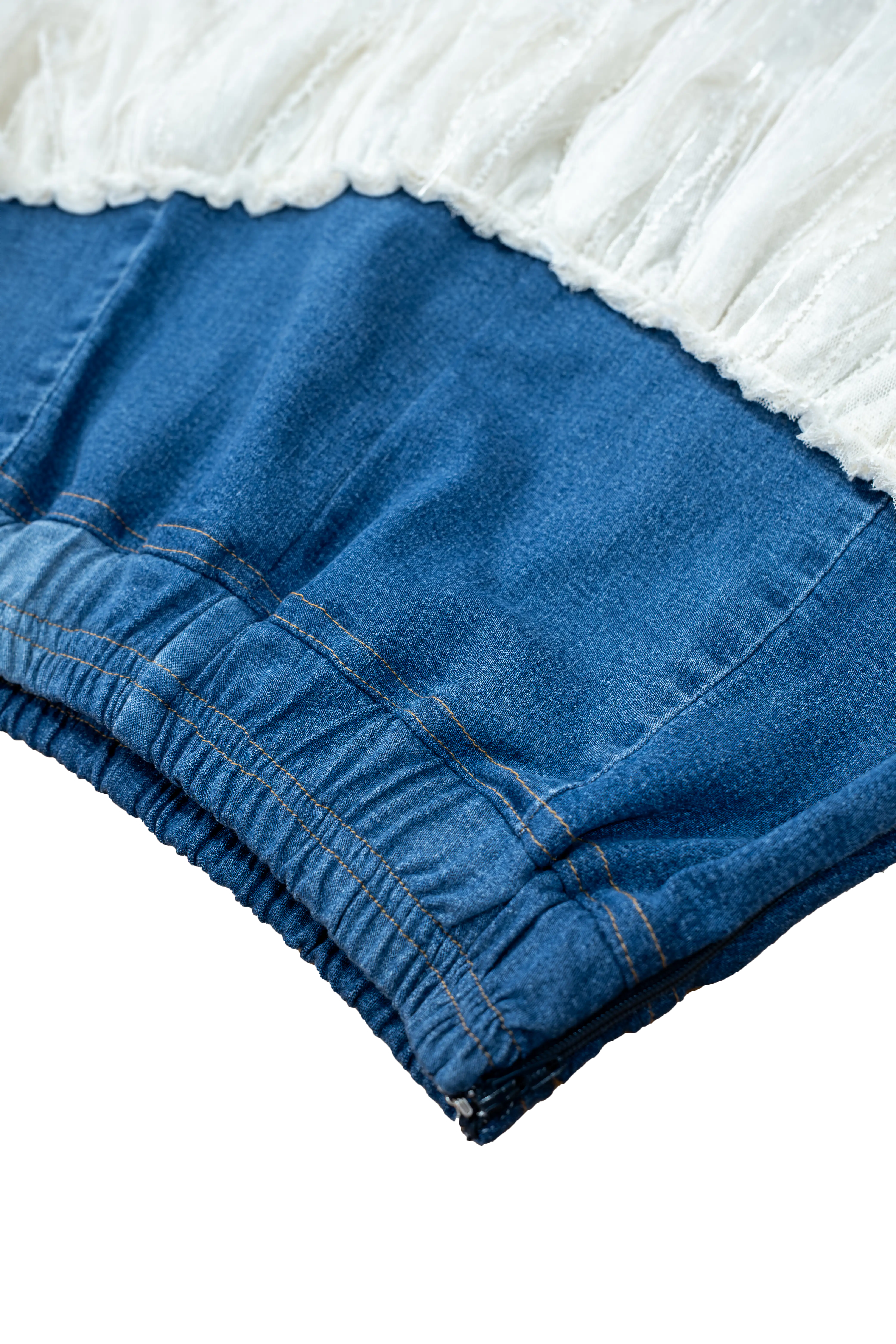 Falda Jean Encaje Azul  Oscuro Beige